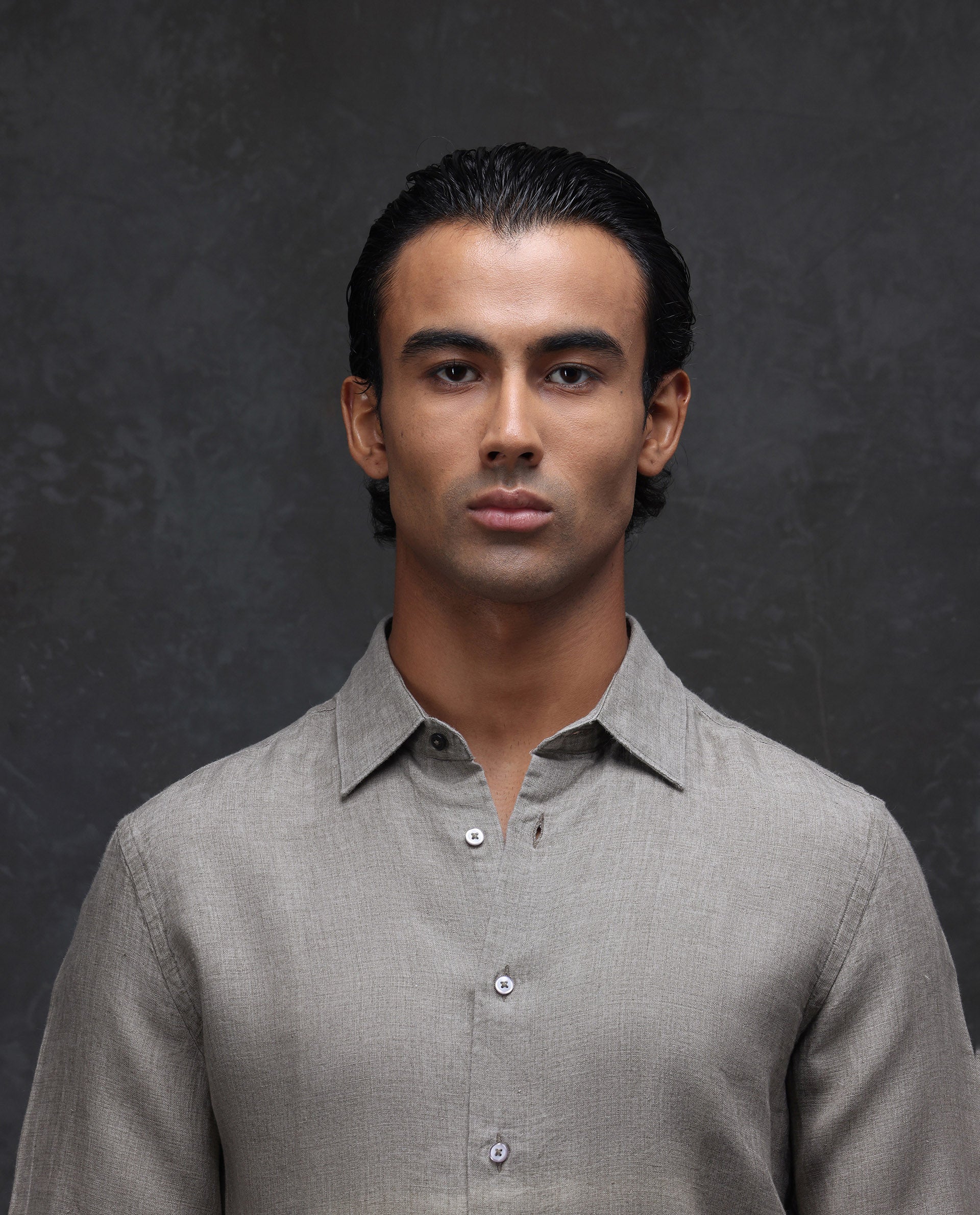 Rare Rabbit Men's Dalin Beige 100% Linen Plain Regular Fit Full Sleeve Collared Shirt - Image 2