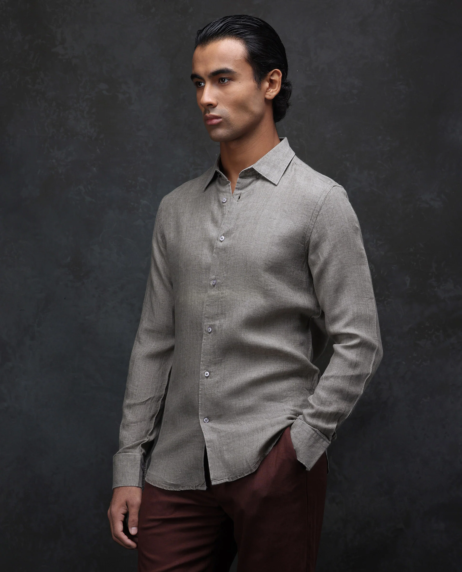 Rare Rabbit Men's Dalin Beige 100% Linen Plain Regular Fit Full Sleeve Collared Shirt - Image 4