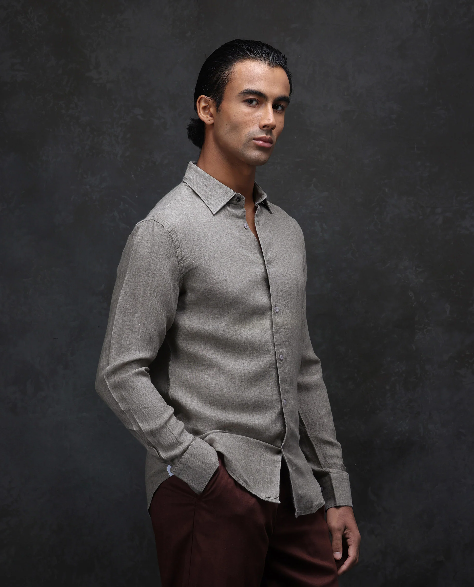 Rare Rabbit Men's Dalin Beige 100% Linen Plain Regular Fit Full Sleeve Collared Shirt - Image 5
