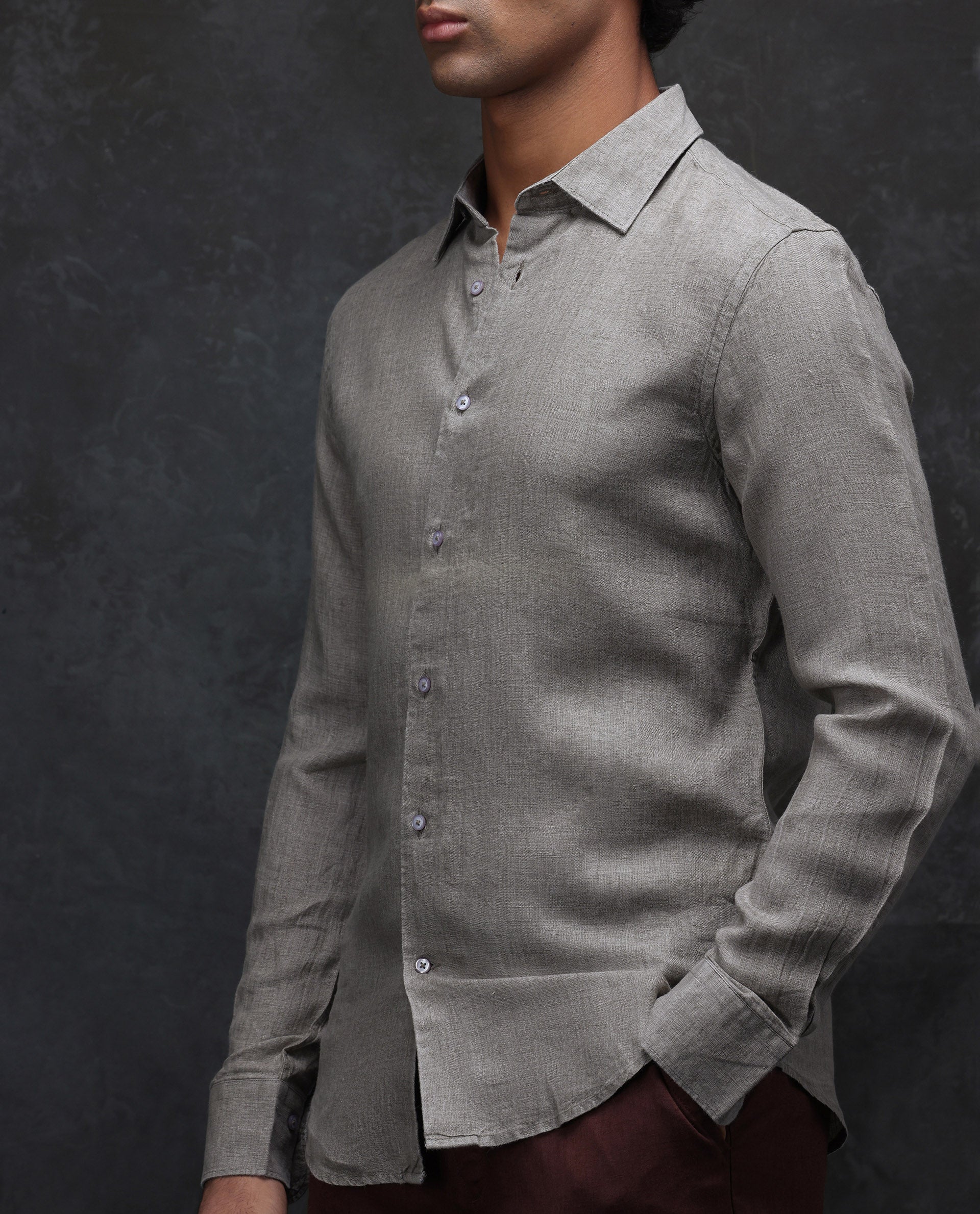 Rare Rabbit Men's Dalin Beige 100% Linen Plain Regular Fit Full Sleeve Collared Shirt - Image 6