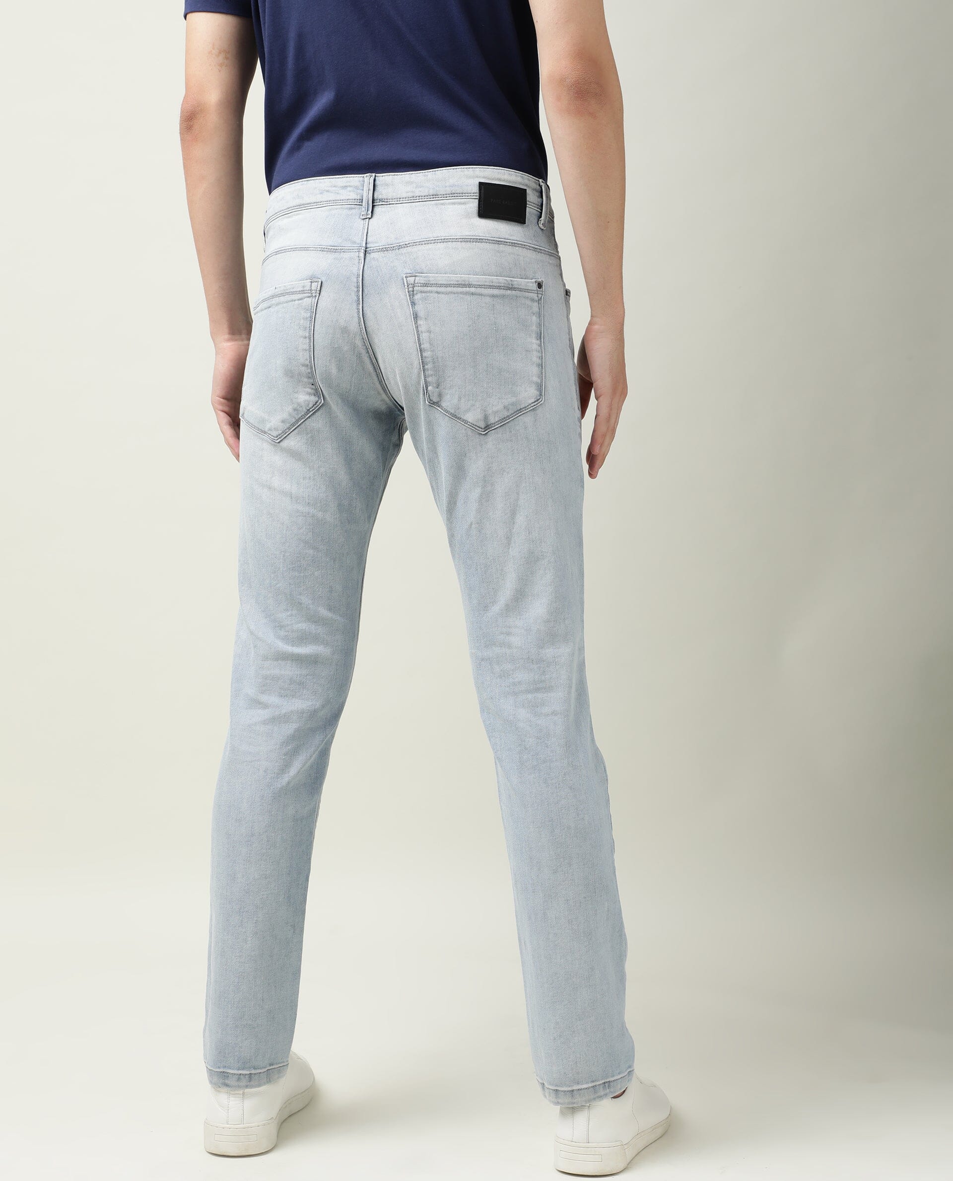 Rare Rabbit Men's Dallas Blue Cotton Plain Hawk Slim Fit Jeans - Image 10