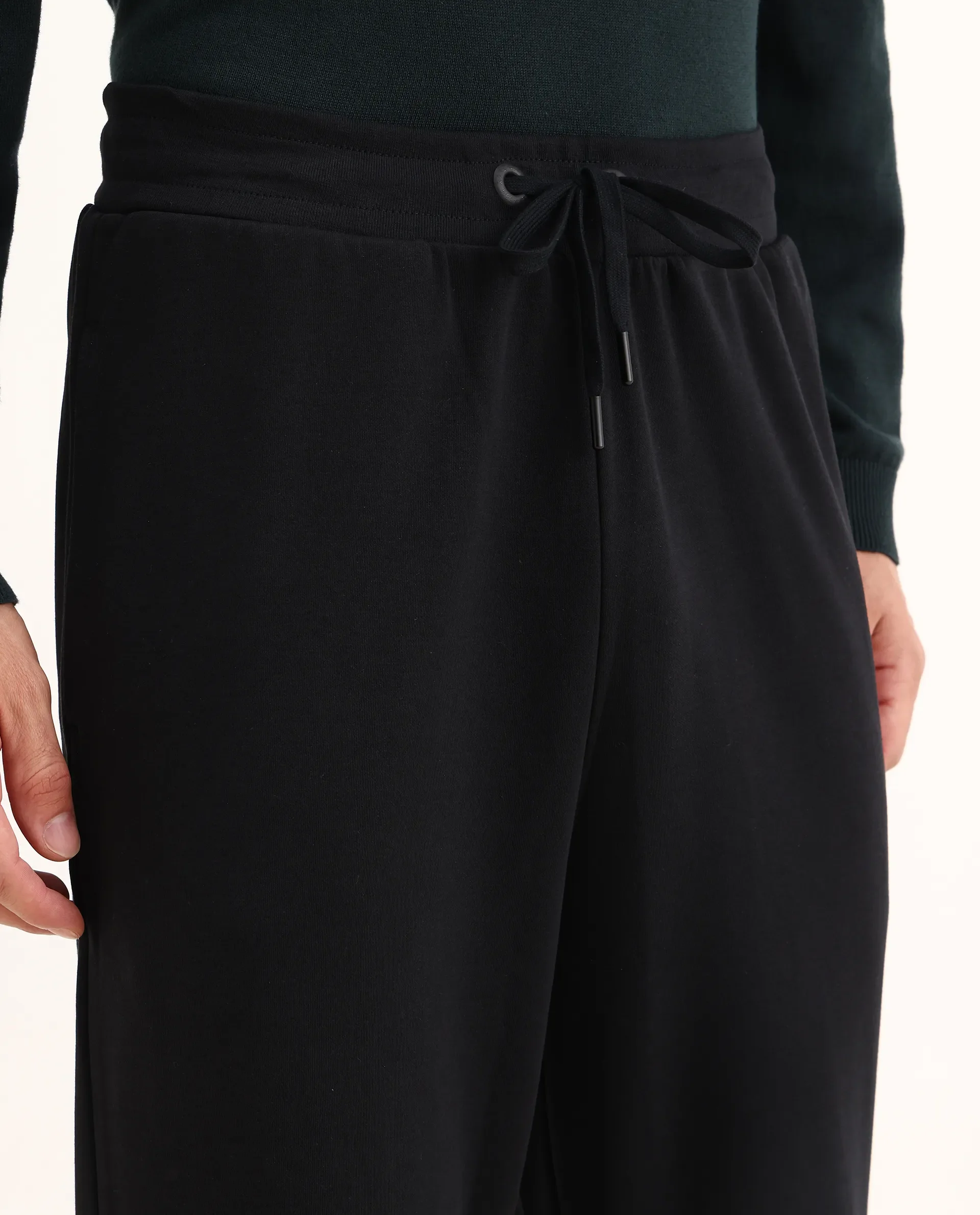 Rare Rabbit Men's Dalton Black Cotton Blend Plain Baggy Fit Trouser - Image 3