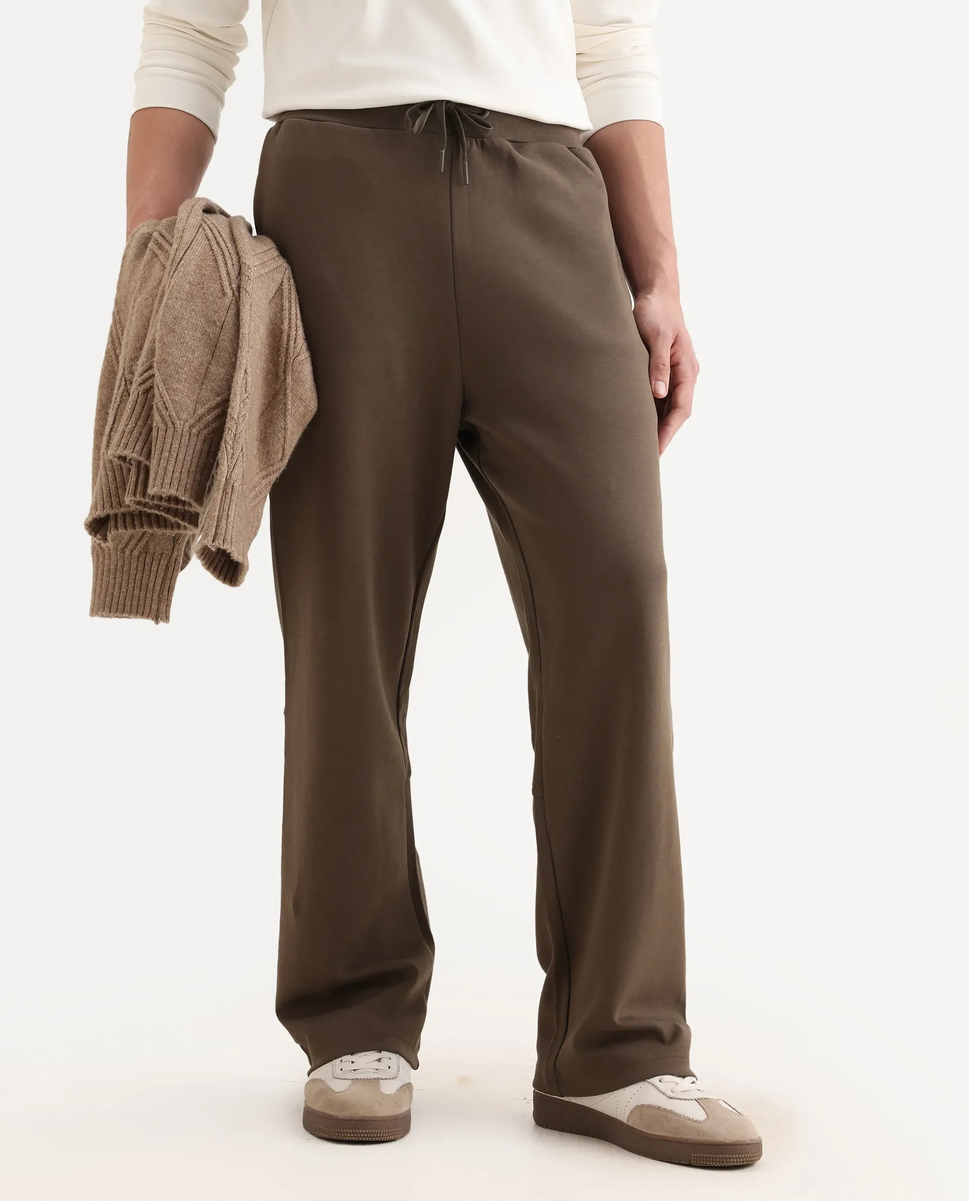 Rare Rabbit Men's Dalton Grey Cotton Blend Plain Baggy Fit Trouser - Image 2