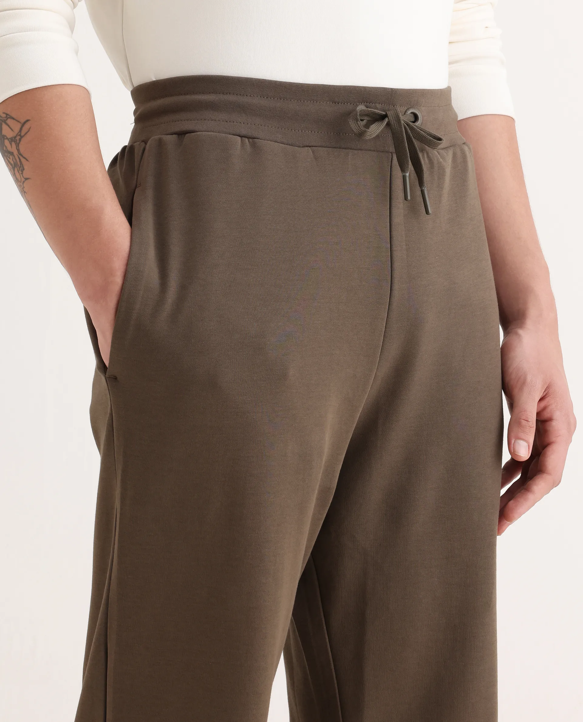Rare Rabbit Men's Dalton Grey Cotton Blend Plain Baggy Fit Trouser - Image 3