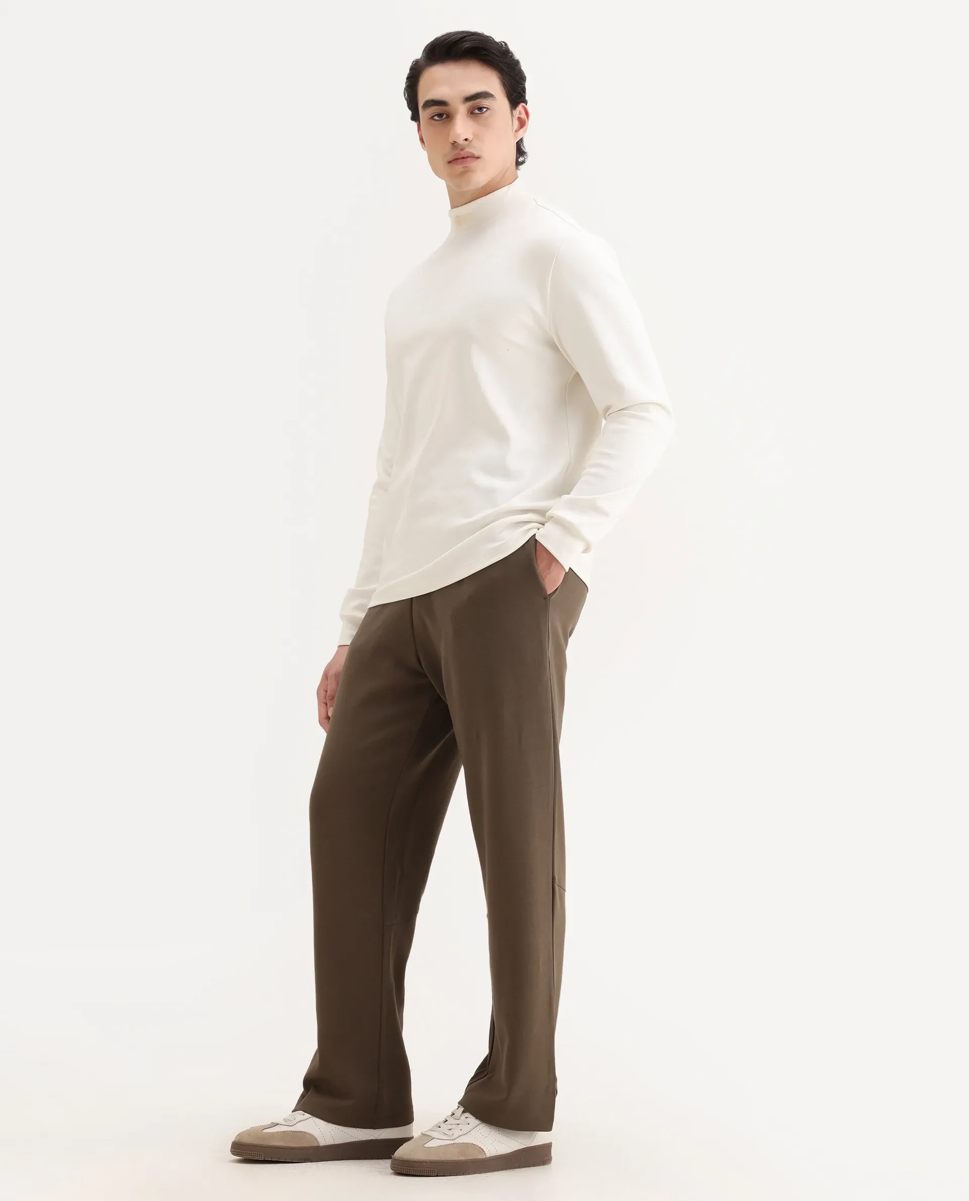 Rare Rabbit Men's Dalton Grey Cotton Blend Plain Baggy Fit Trouser - Image 5