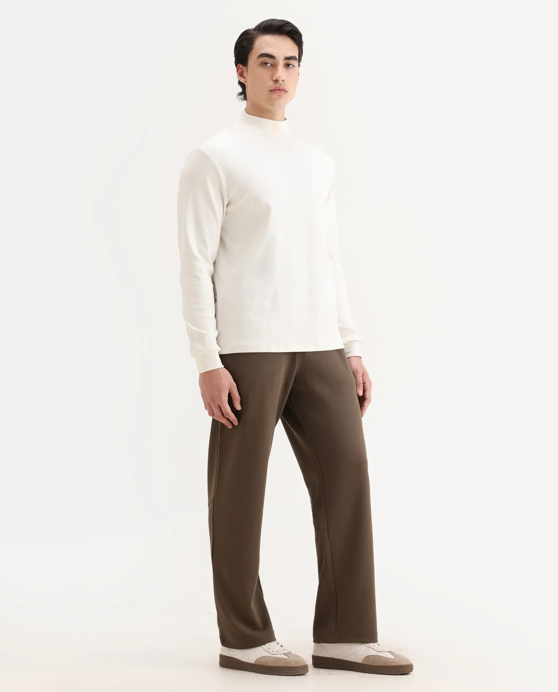 Rare Rabbit Men's Dalton Grey Cotton Blend Plain Baggy Fit Trouser - Image 6