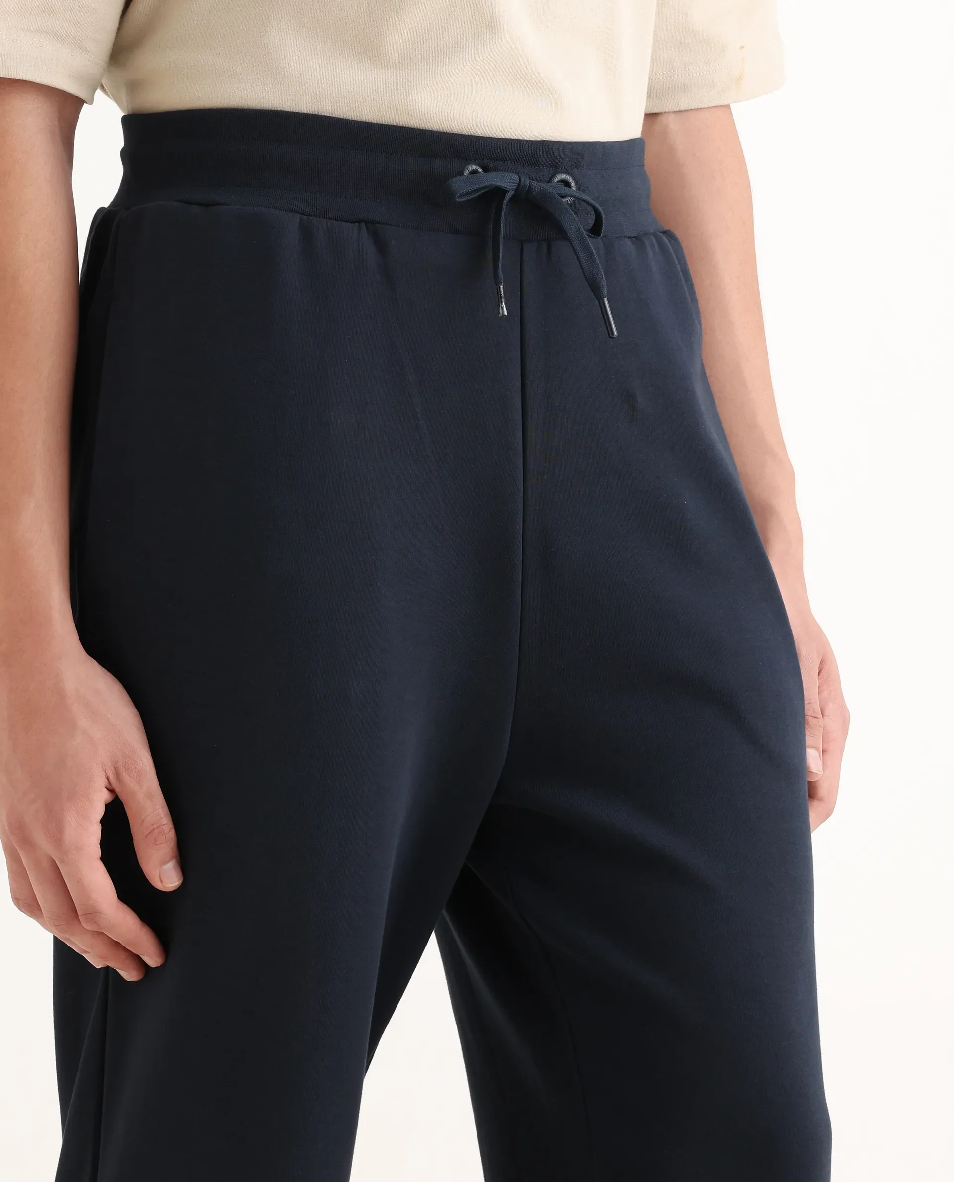 Rare Rabbit Men's Dalton Navy Cotton Blend Plain Baggy Fit Trouser - Image 3