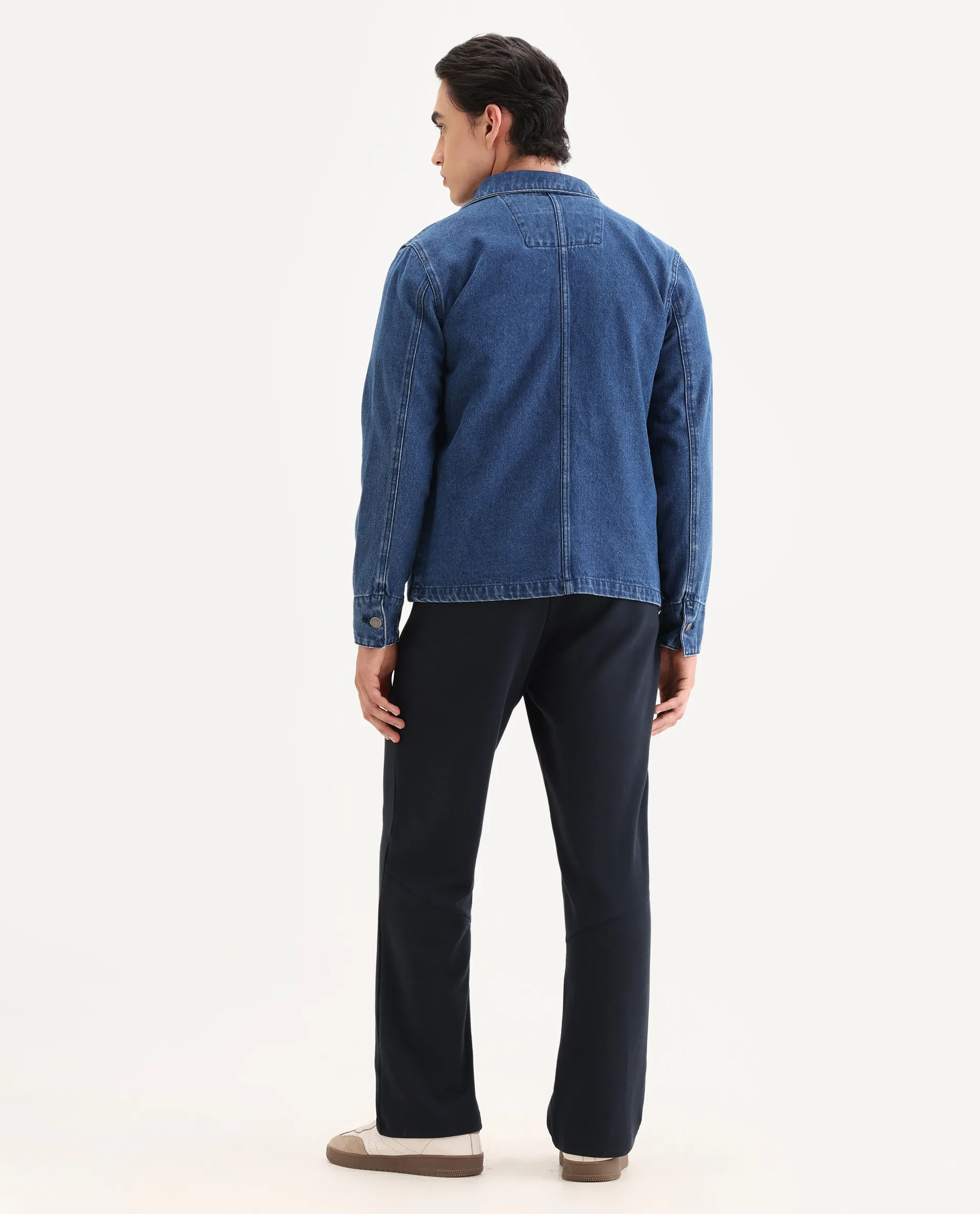 Rare Rabbit Men's Dalton Navy Cotton Blend Plain Baggy Fit Trouser - Image 8