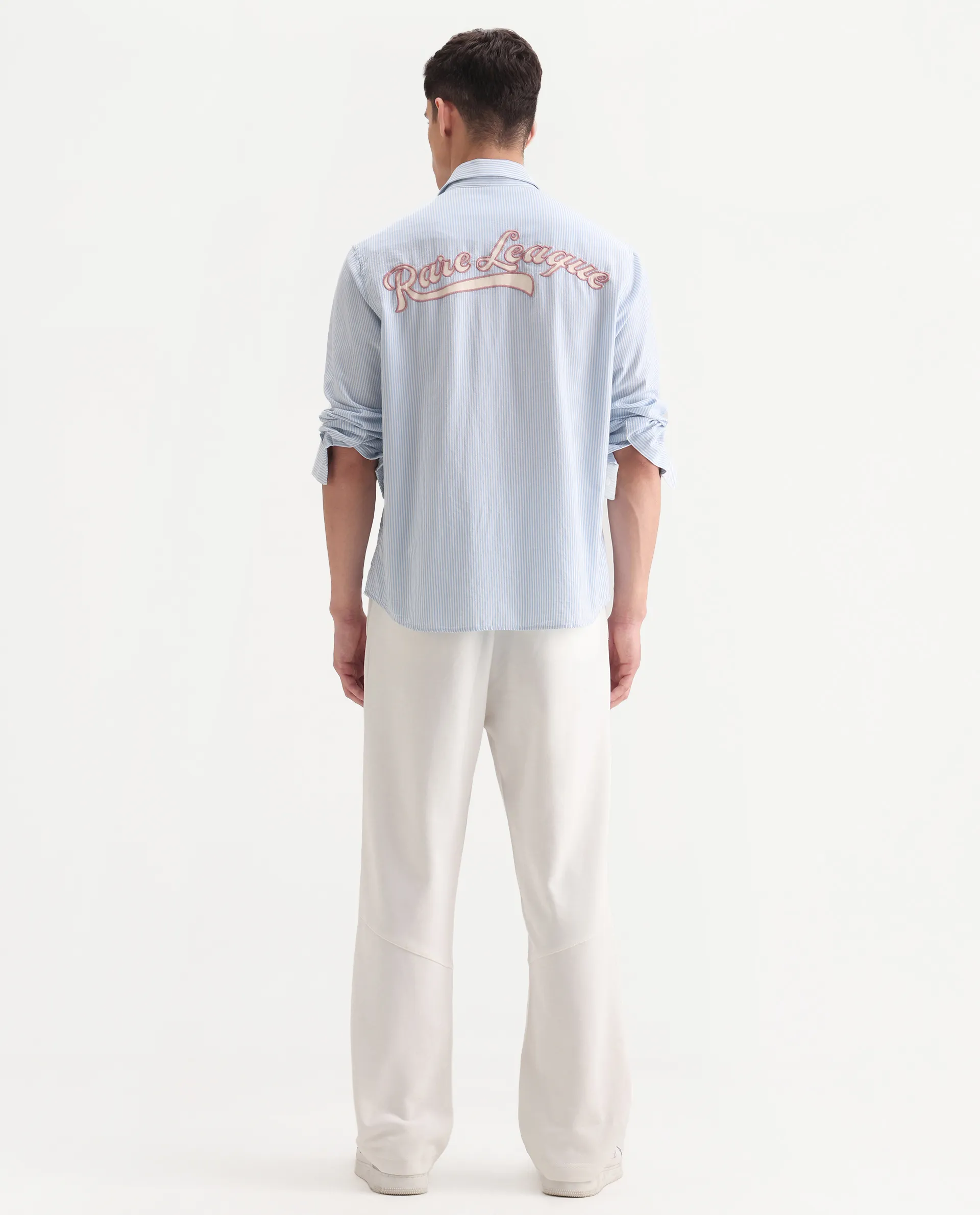 Rare Rabbit Men's Dalton Off White Cotton Blend Plain Baggy Fit Trouser - Image 8