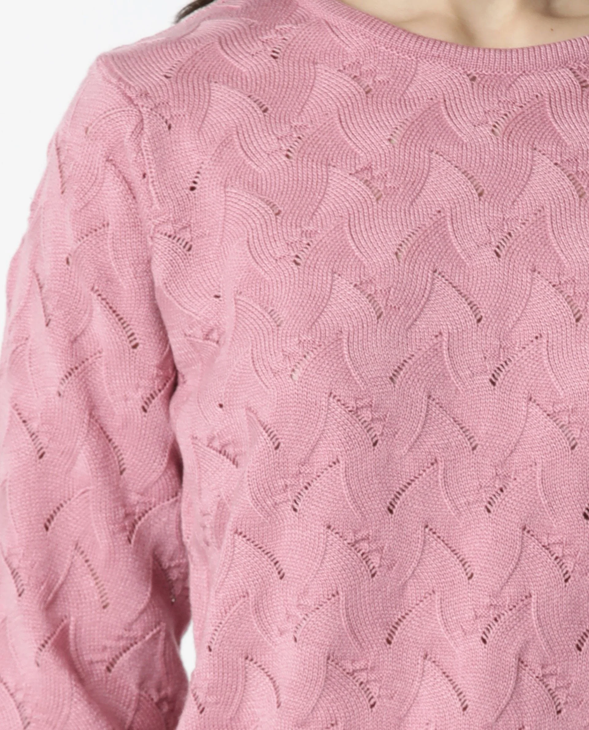 Rareism Women's Danbury Pink Acrylic Crew Neck Plain Relaxed Fit Sweater - Image 2