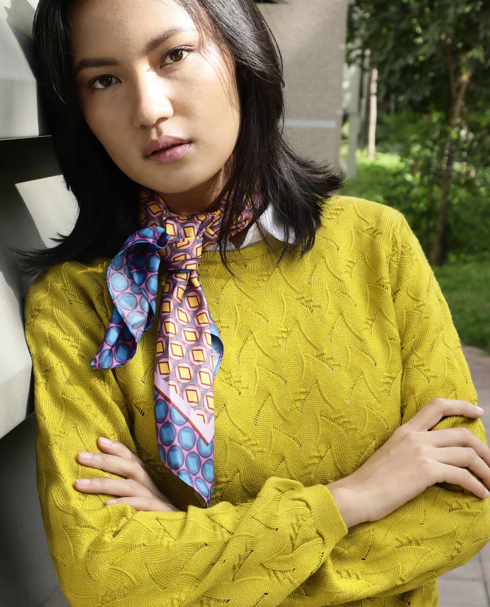 Rareism Women's Danbury Yellow Acrylic Crew Neck Plain Relaxed Fit Sweater - Image 2