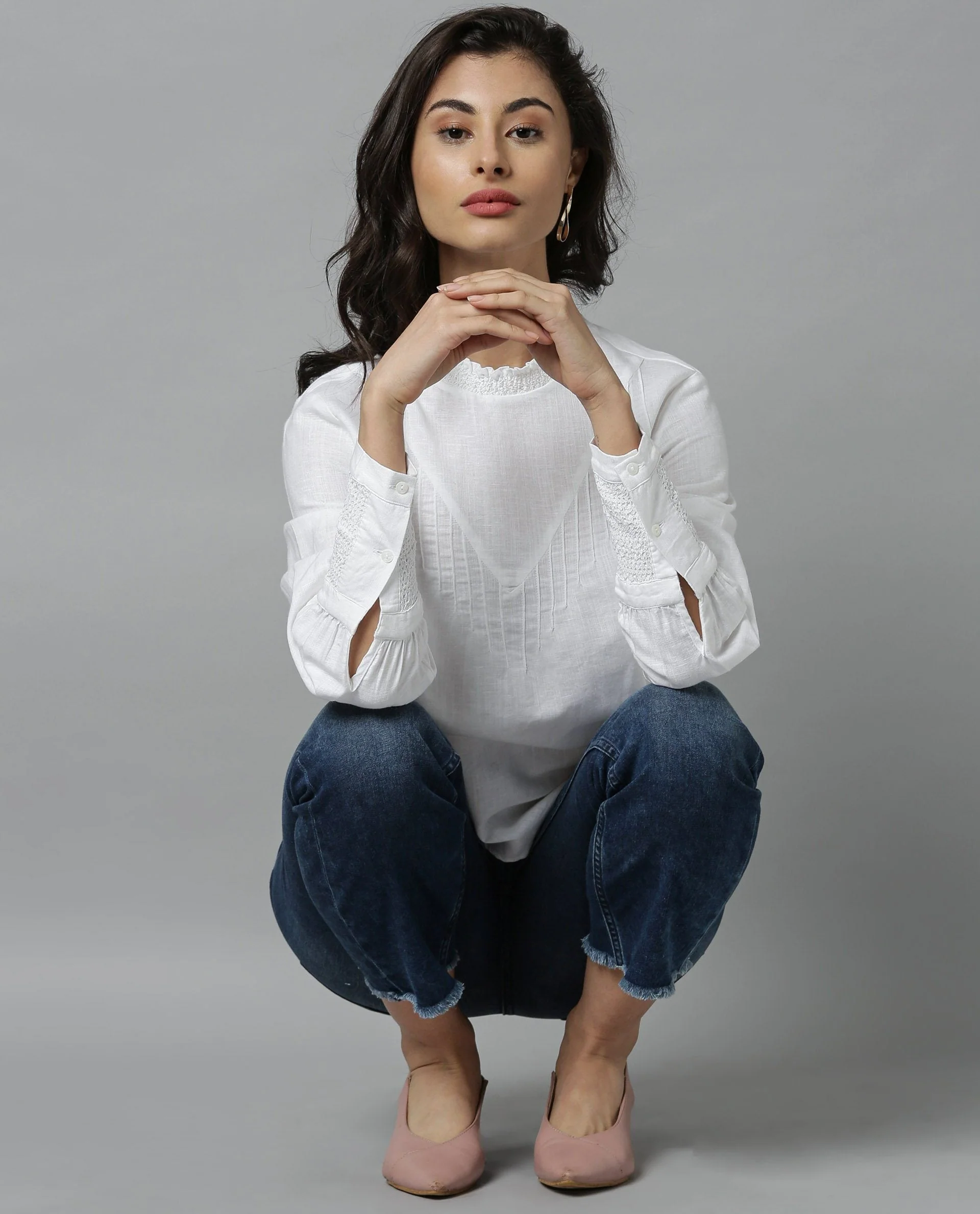 Rareism Women Dandellion White Top Full Sleeves - Image 4