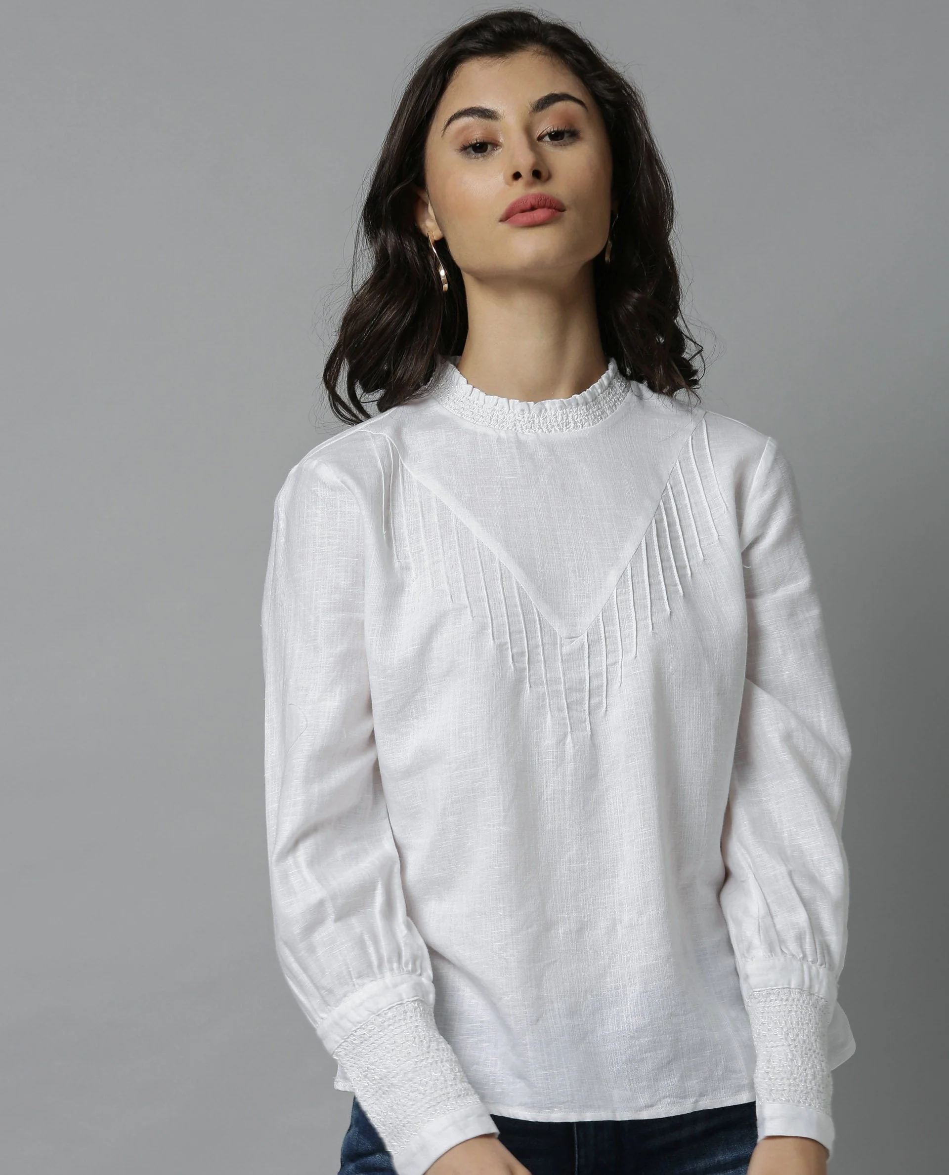Rareism Women Dandellion White Top Full Sleeves - Image 7