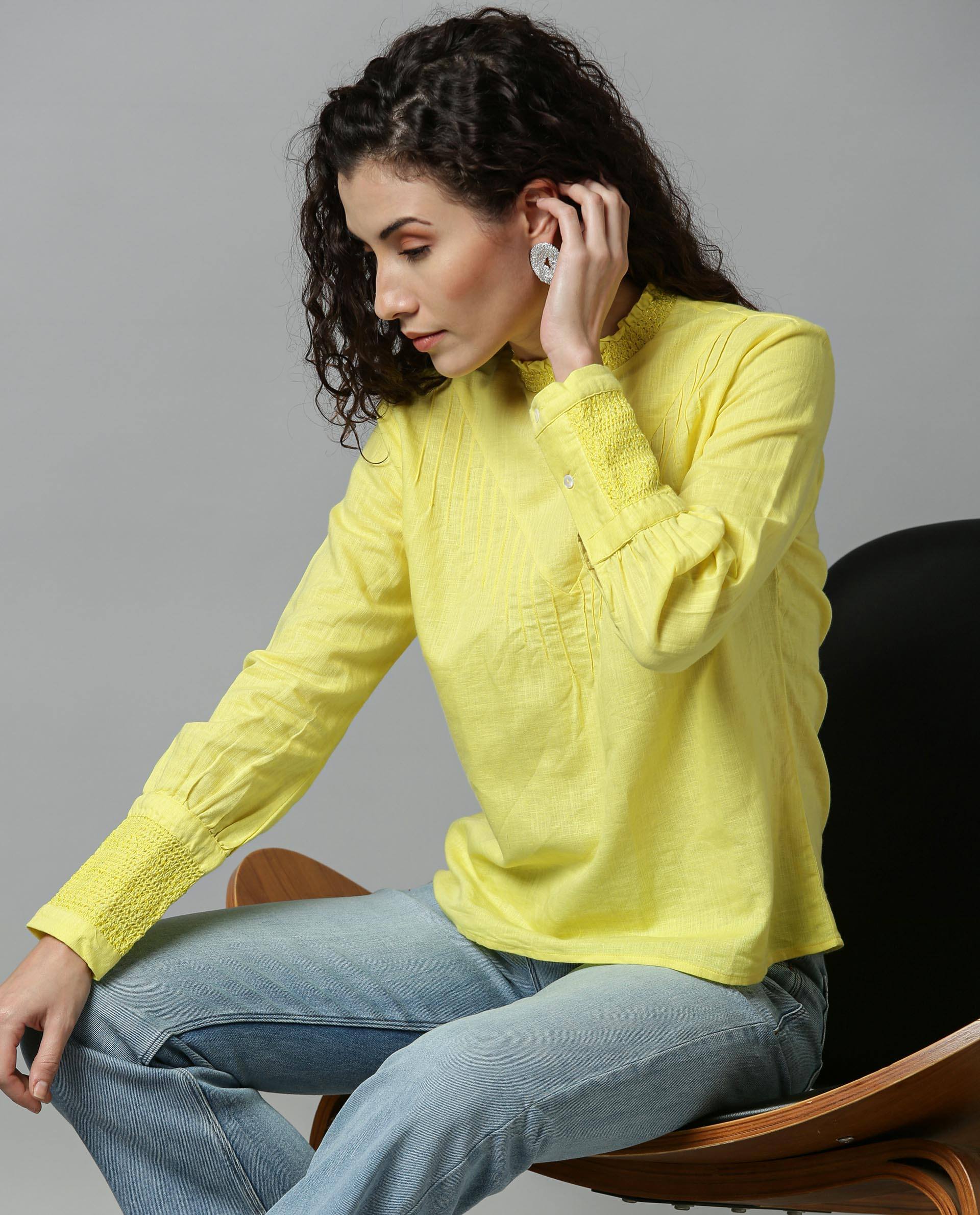 Rareism Women Dandellion Yellow Top Full Sleeves - Image 2