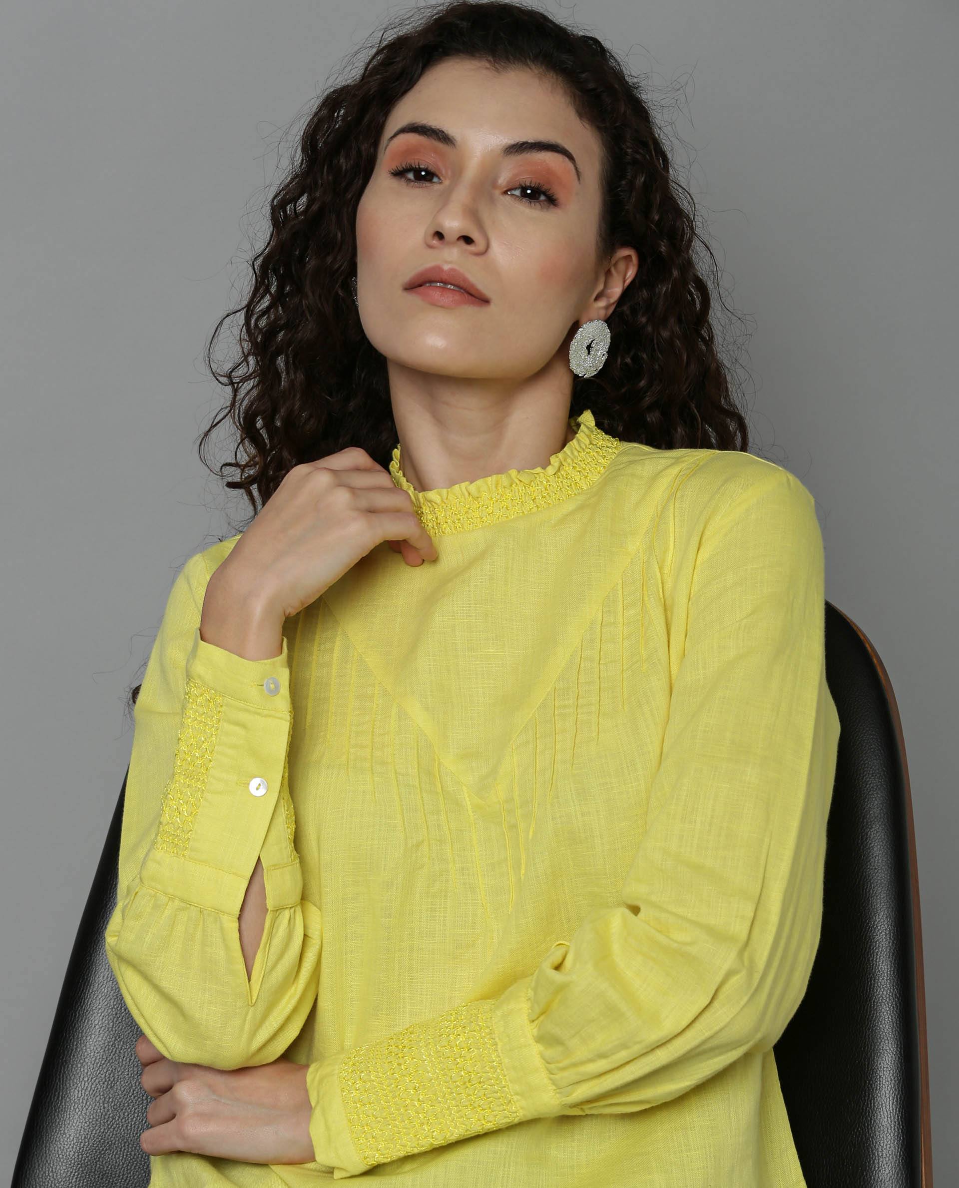 Rareism Women Dandellion Yellow Top Full Sleeves - Image 3