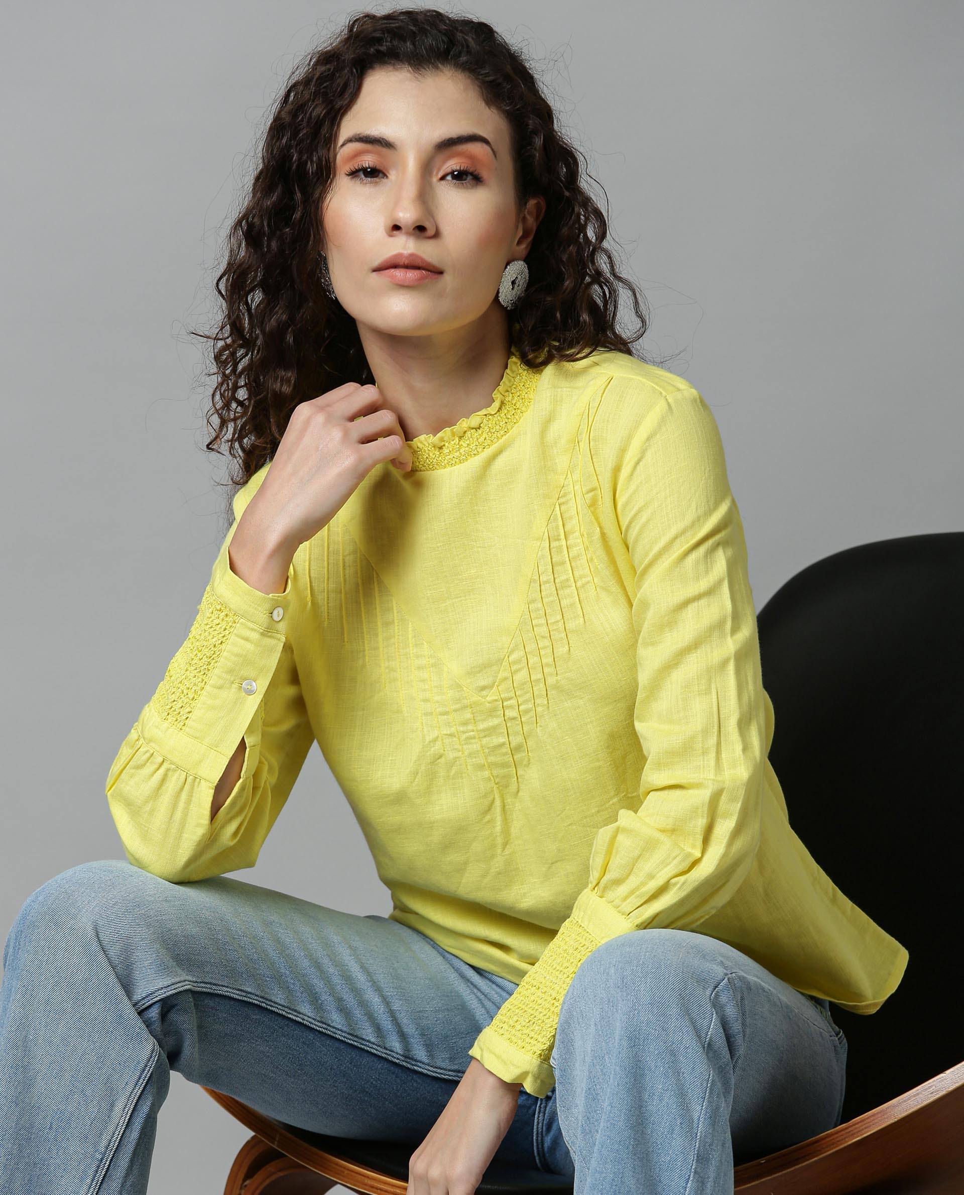 Rareism Women Dandellion Yellow Top Full Sleeves - Image 5