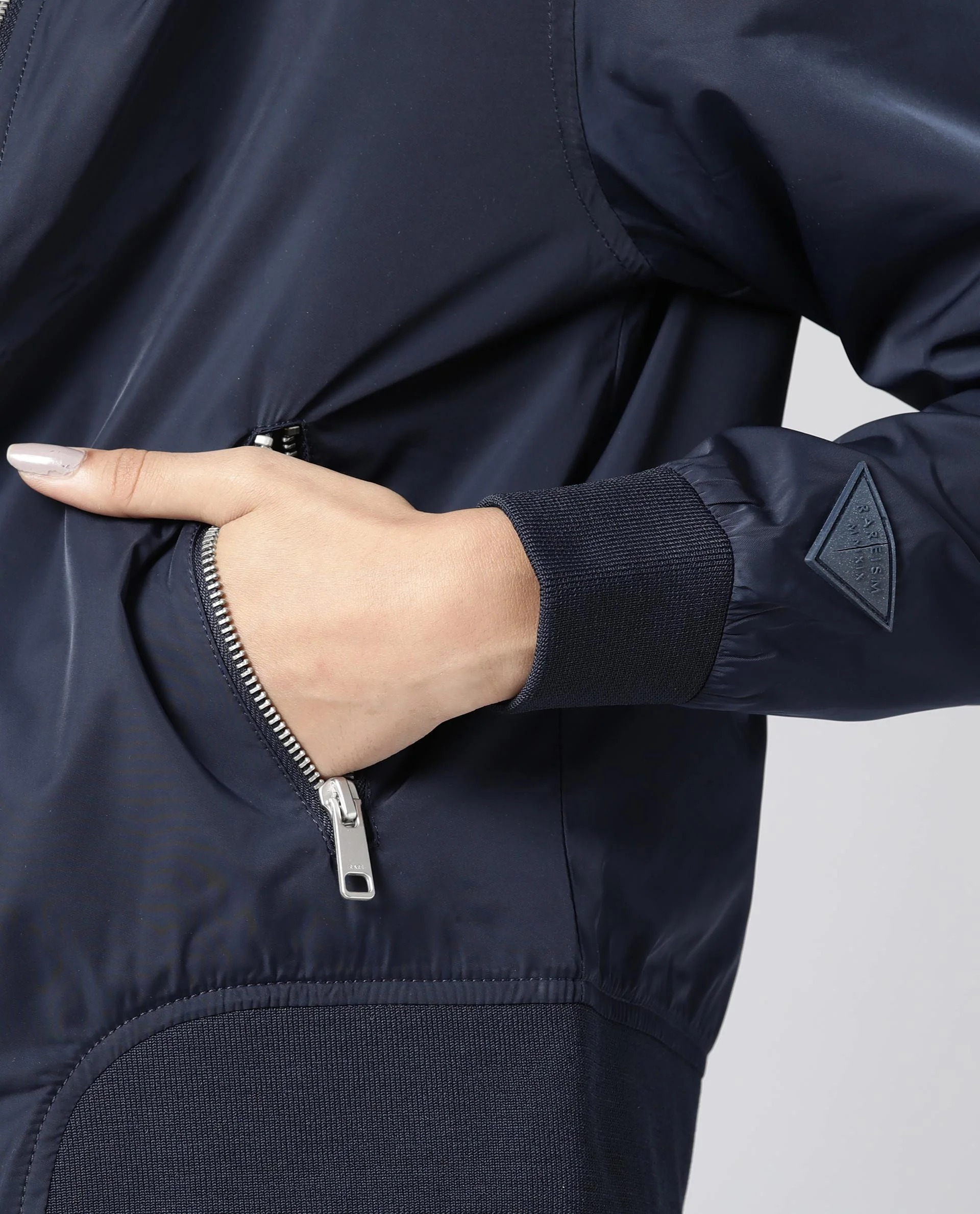 Rareism Women Dandra Navy Jacket Full Sleeves Solid - Image 4