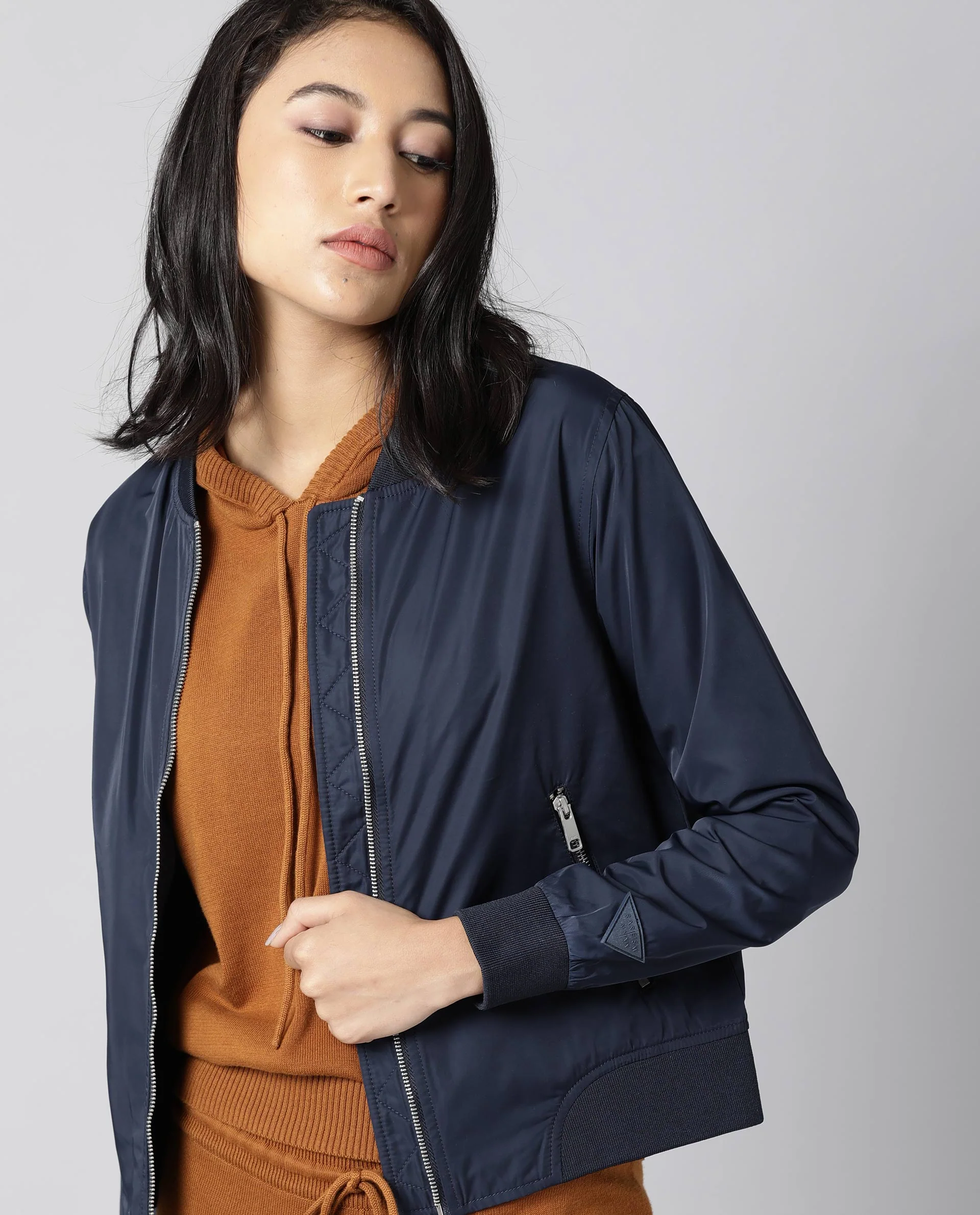 Rareism Women Dandra Navy Jacket Full Sleeves Solid - Image 6