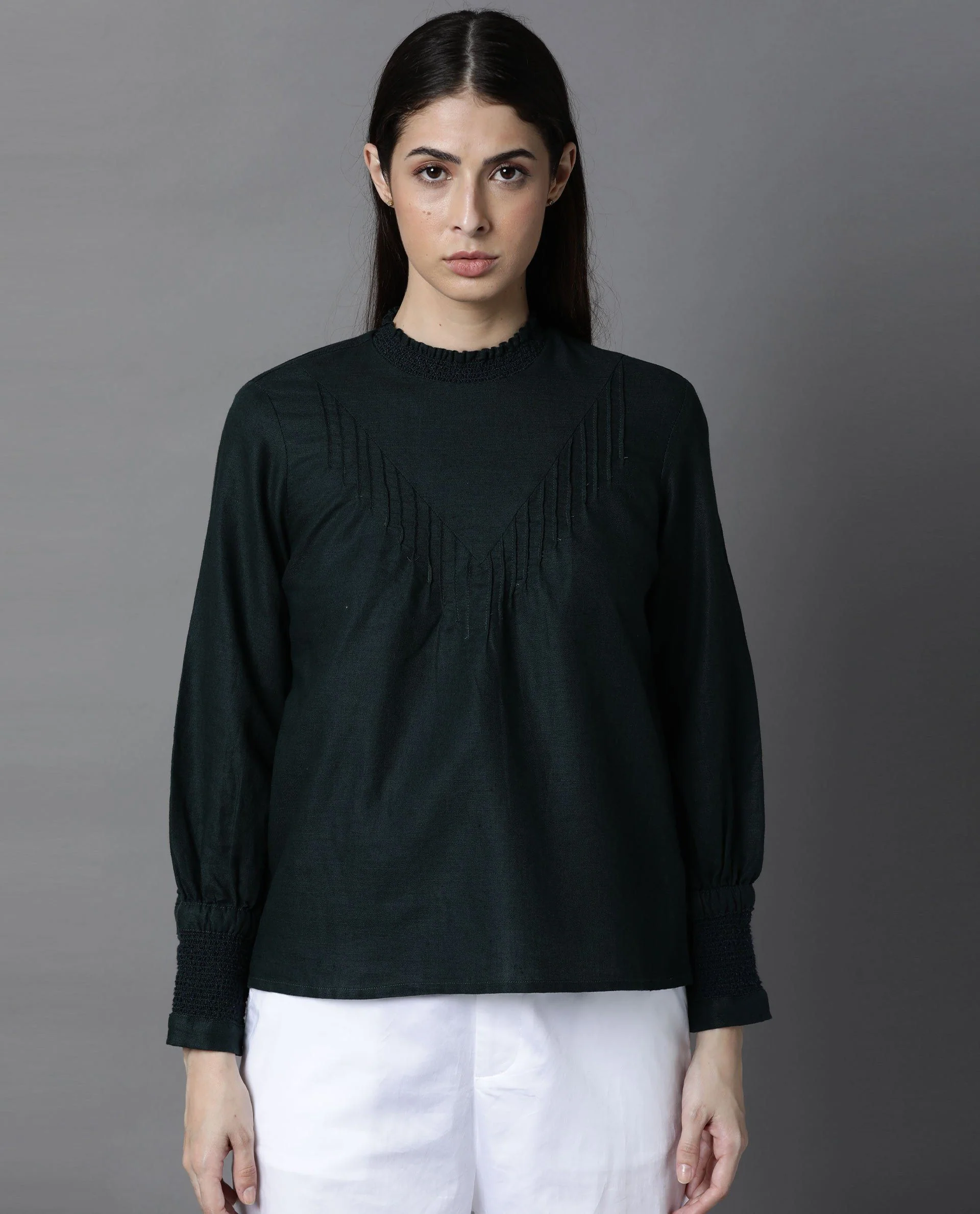 Rareism Women Dandy Green Top Short Sleeves Solid - Image 2
