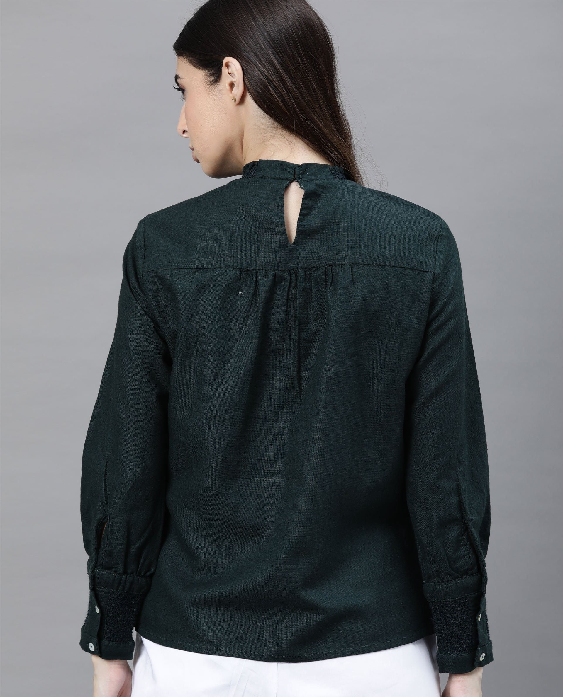 Rareism Women Dandy Green Top Short Sleeves Solid - Image 4