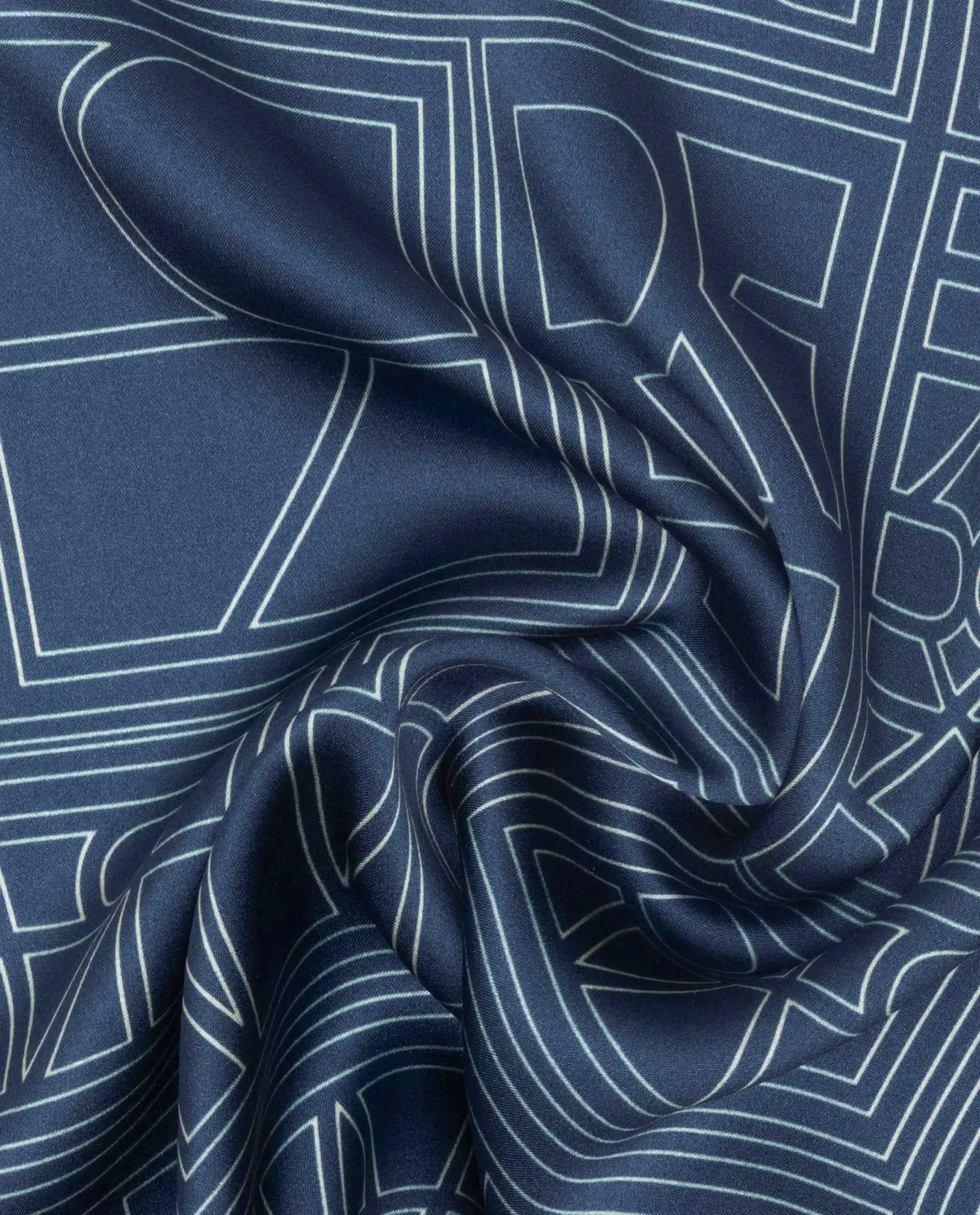 Rare Rabbit Men's Dani Blue Silk Fabric Monogram Print Pocket Square - Image 3