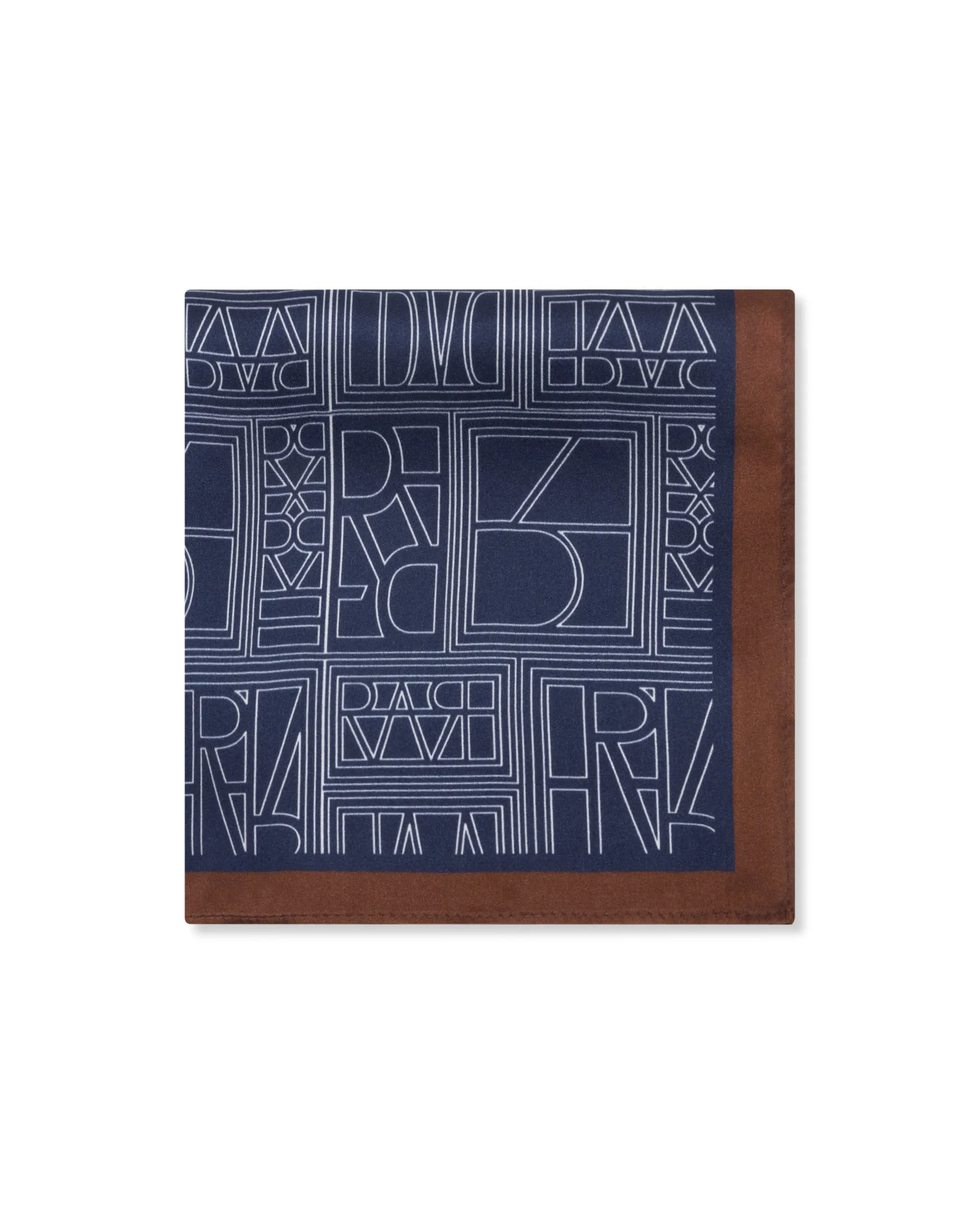Rare Rabbit Men's Dani Royal Blue Silk Fabric Monogram Print Pocket Square - Image 3