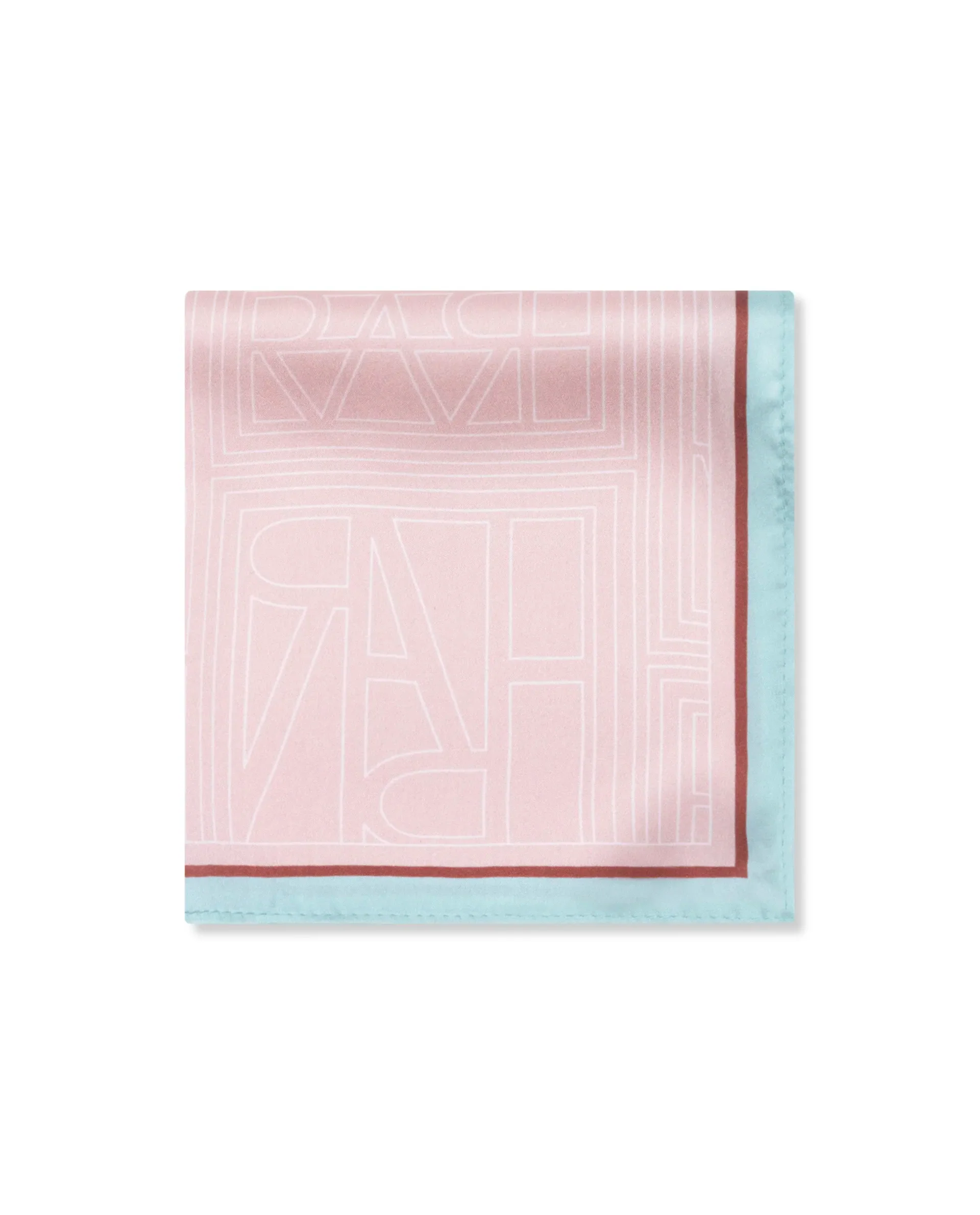 Rare Rabbit Men's Dani Light Pink Silk Fabric Monogram Print Pocket Square - Image 2