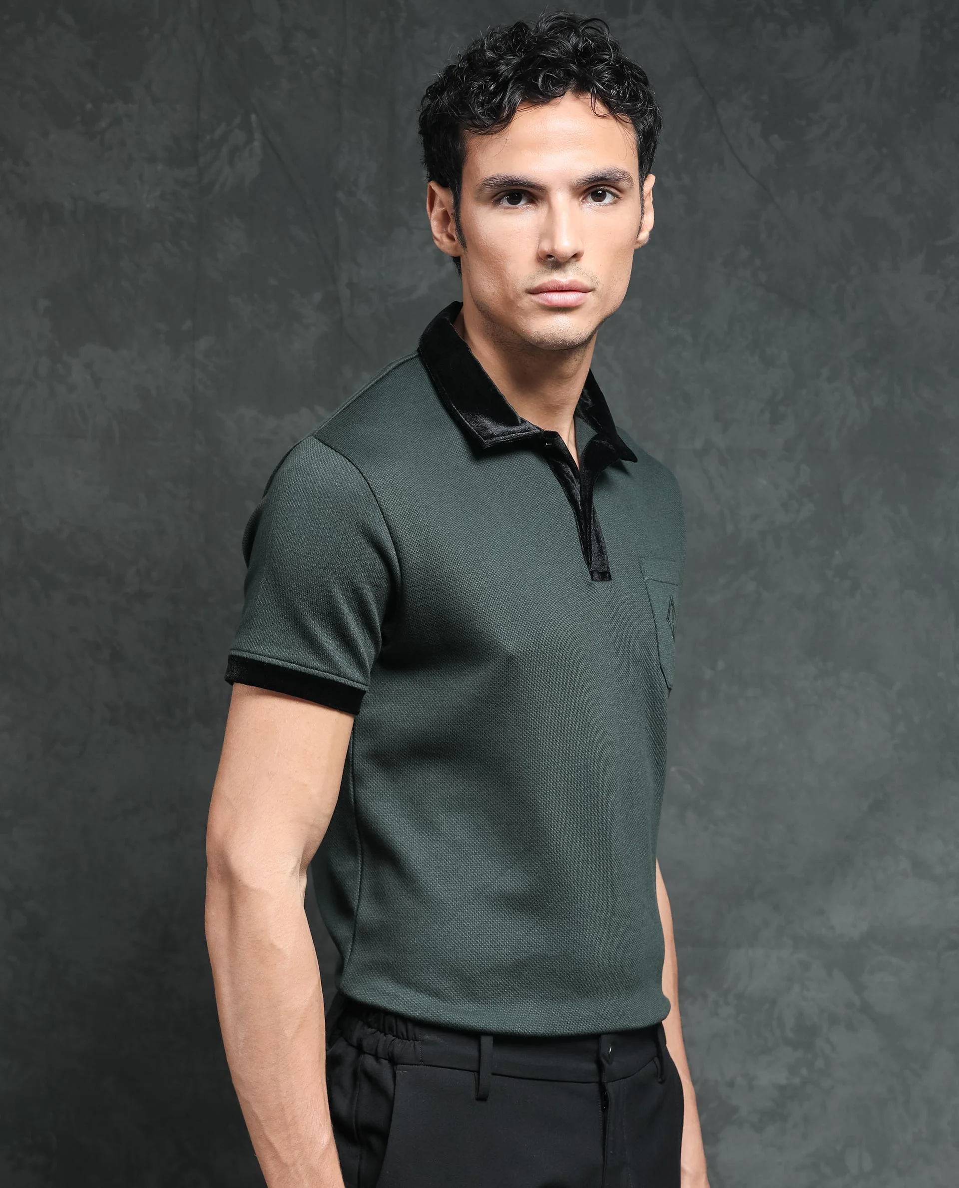 Rare Rabbit Men's Danil Dark Green Cotton Embroidered Regular Fit Half Sleeve Polo - Image 8