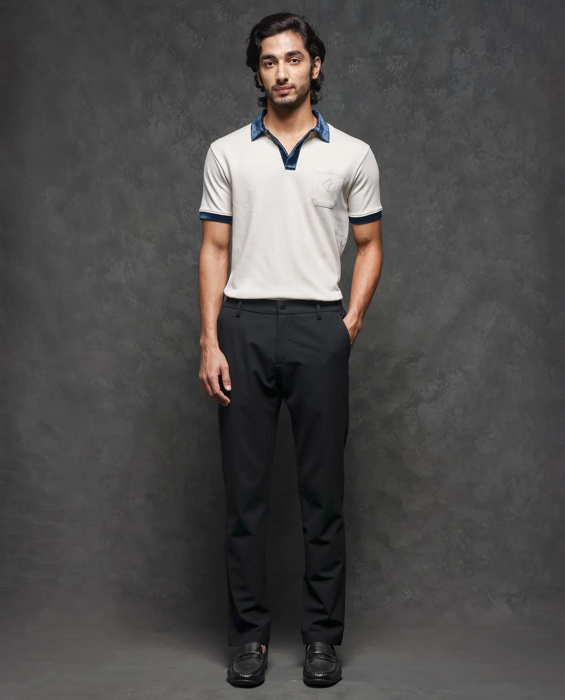 Rare Rabbit Men's Danil Off White Plain Regular Fit Half Sleeve Polo - Image 3