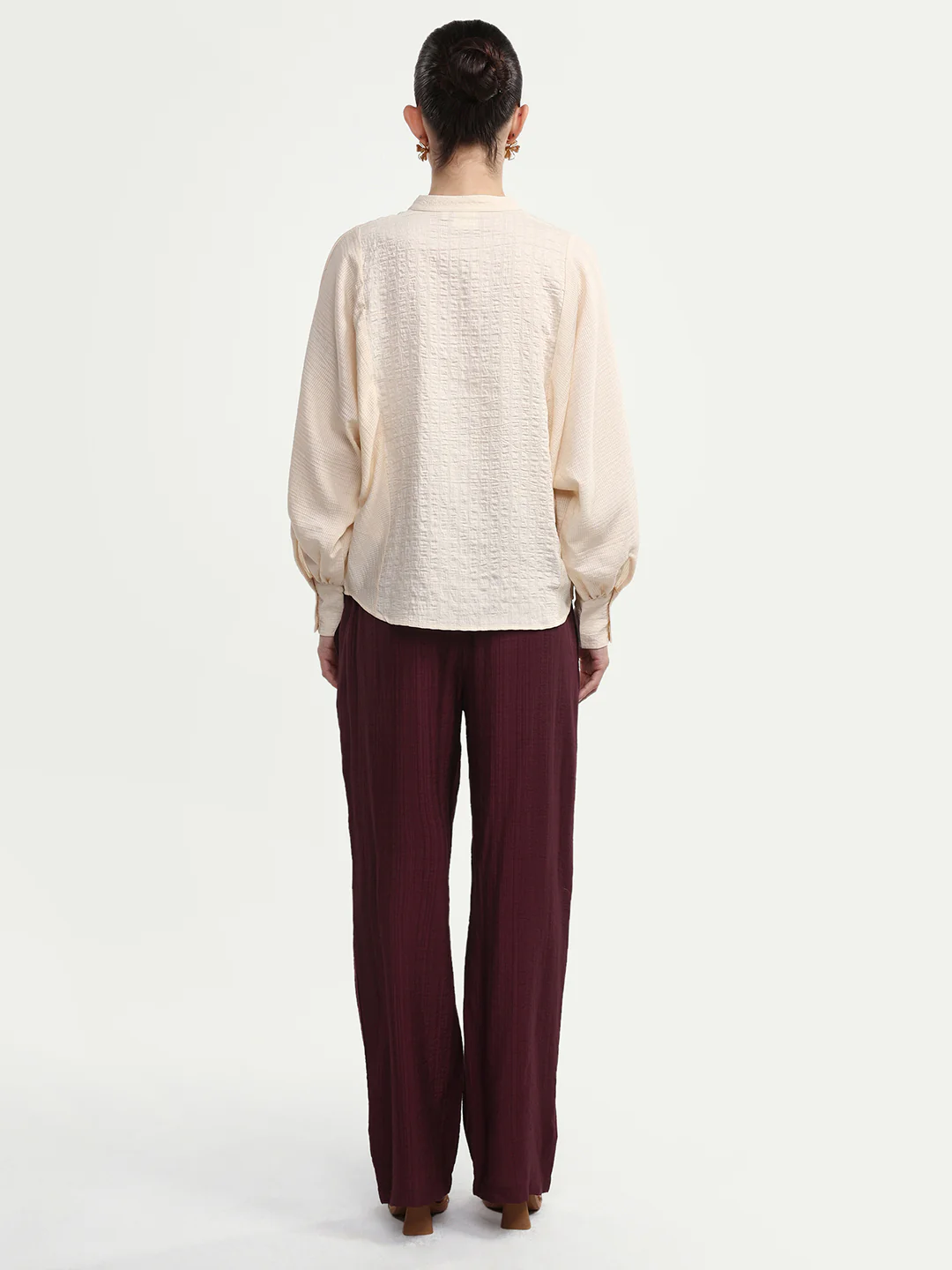 Rareism Women's Dano-B Maroon Viscose Blend Drawstring Wide Plain Trouser - Image 7