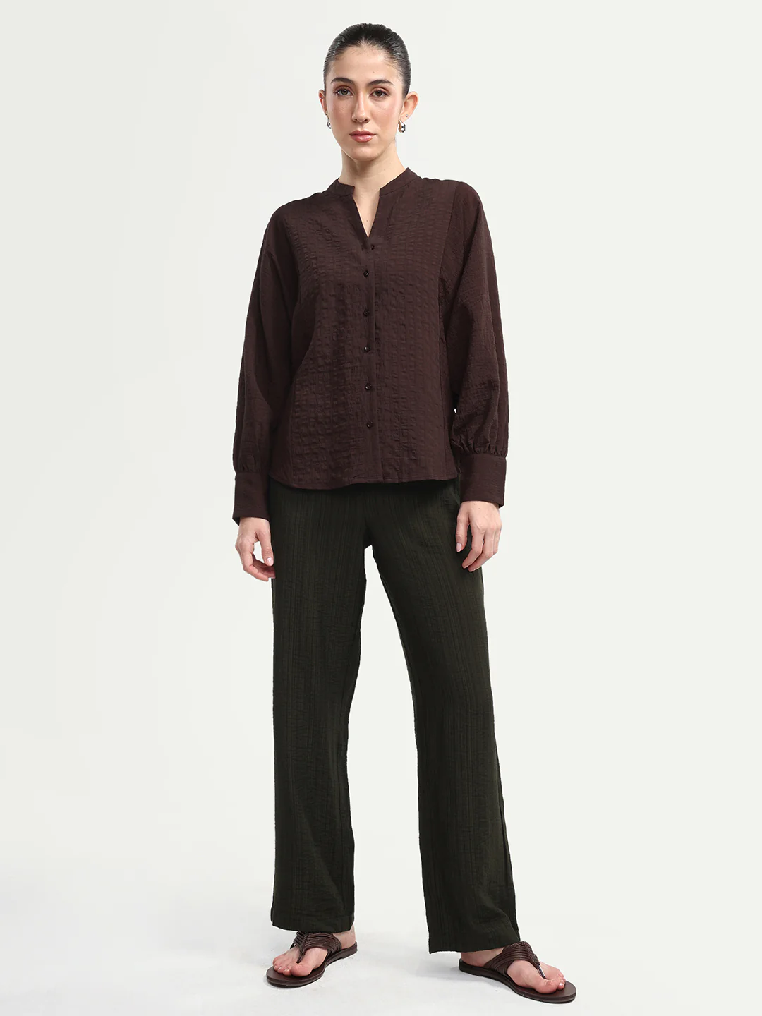 Rareism Women's Dano-B Olive Viscose Blend Drawstring Wide Plain Trouser - Image 3