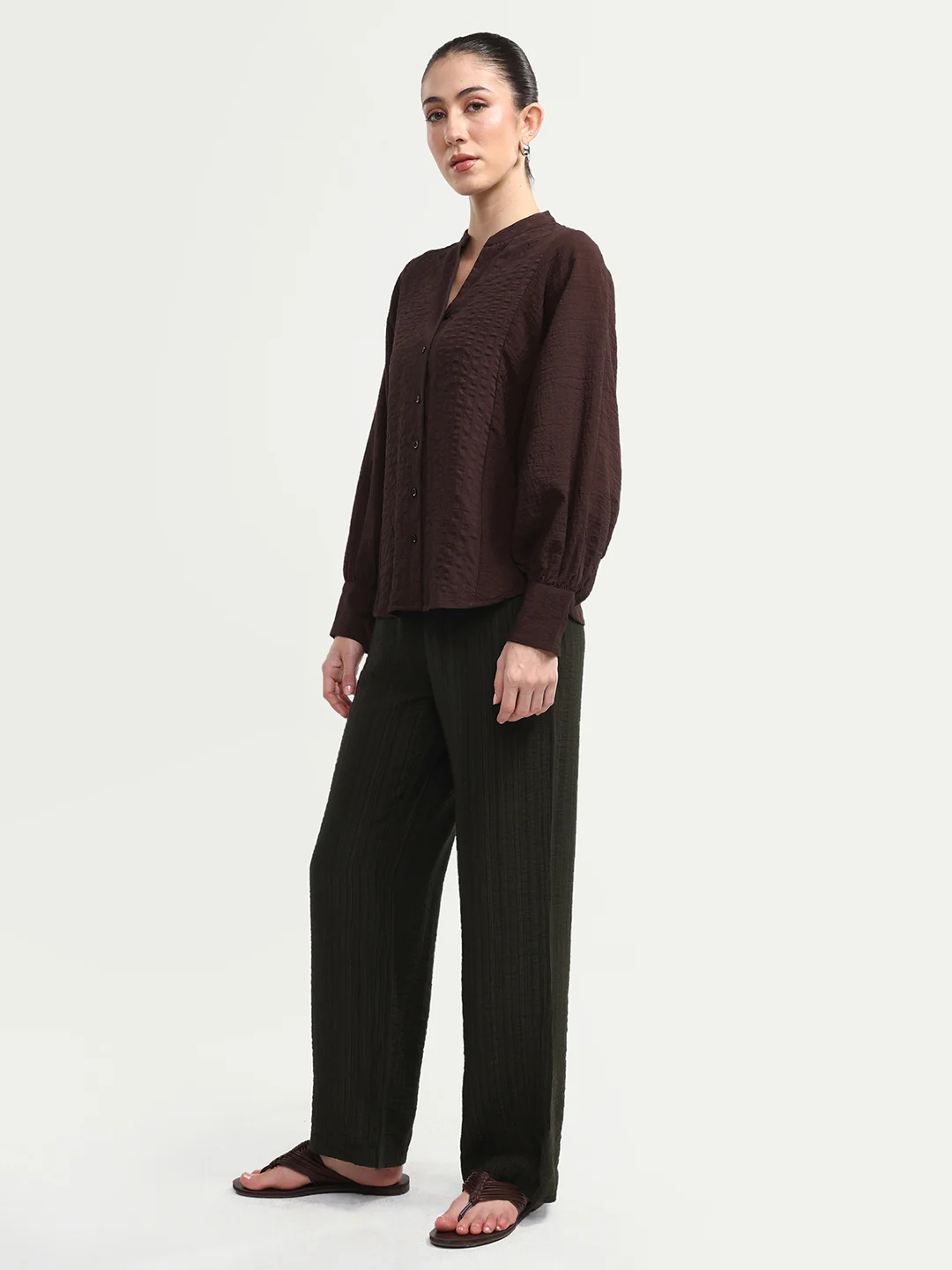 Rareism Women's Dano-B Olive Viscose Blend Drawstring Wide Plain Trouser - Image 5