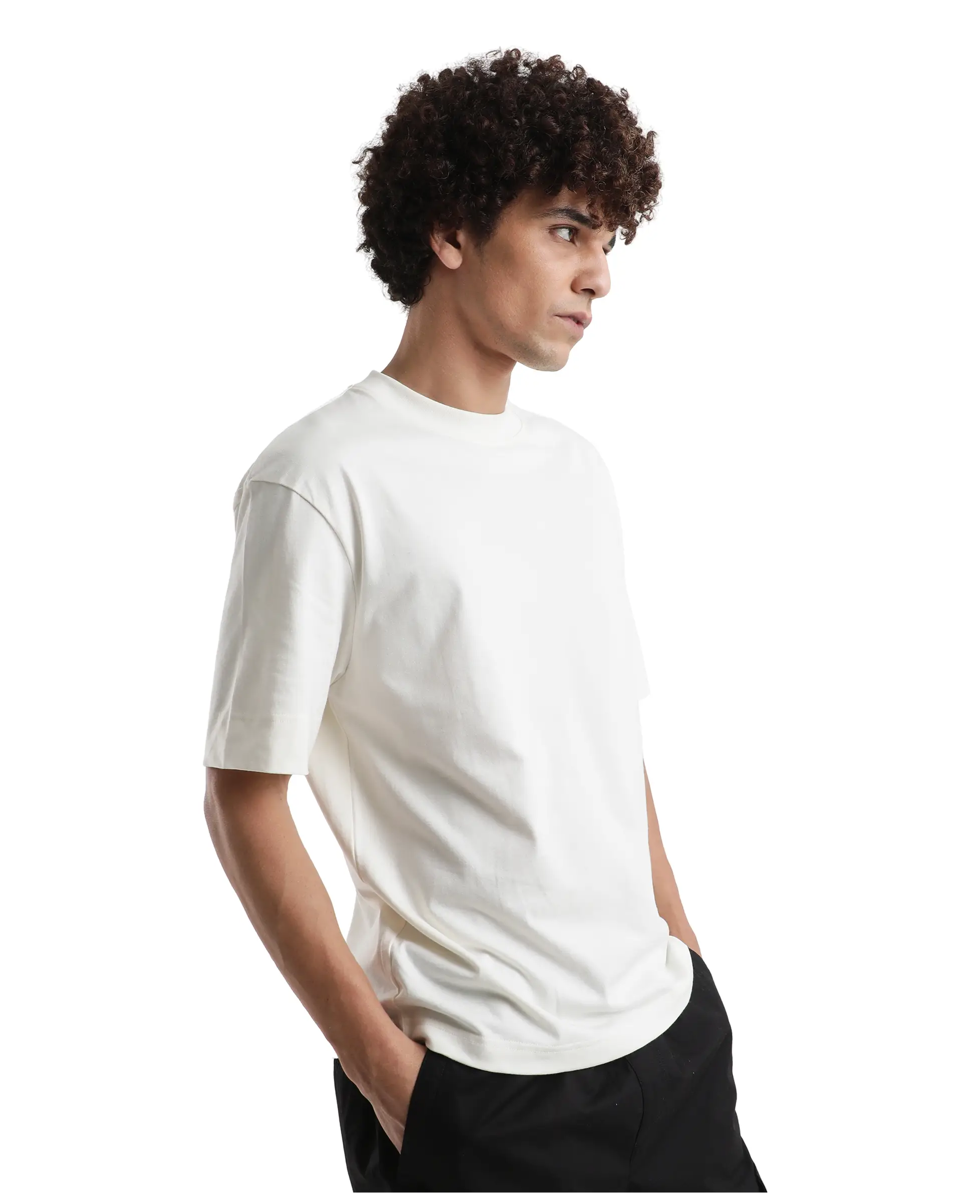 Rare Rabbit Men's Danq Off White Cotton Graphic Print Oversized Fit Half Sleeve Crew Neck T-Shirt - Image 5