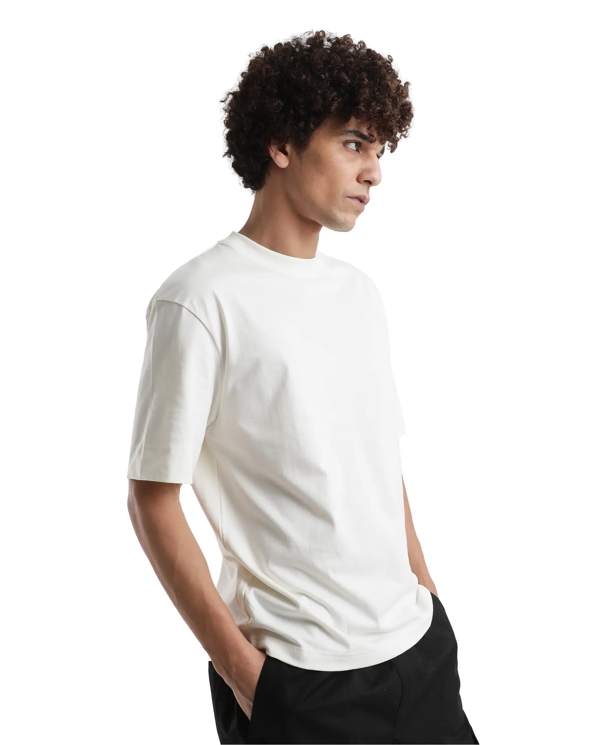 Rare Rabbit Men's Danq Off White Cotton Graphic Print Oversized Fit Half Sleeve Crew Neck T-Shirt - Image 6