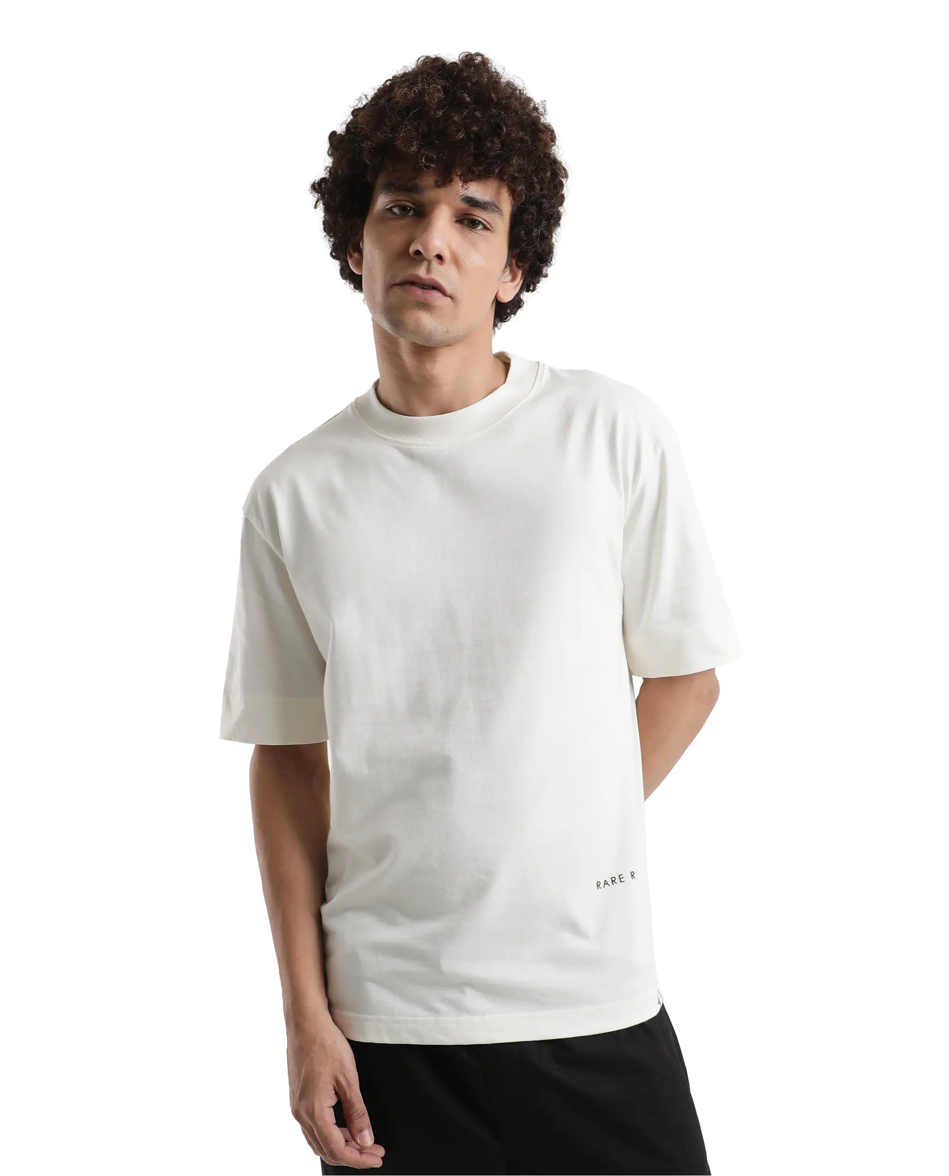 Rare Rabbit Men's Danq Off White Cotton Graphic Print Oversized Fit Half Sleeve Crew Neck T-Shirt - Image 9
