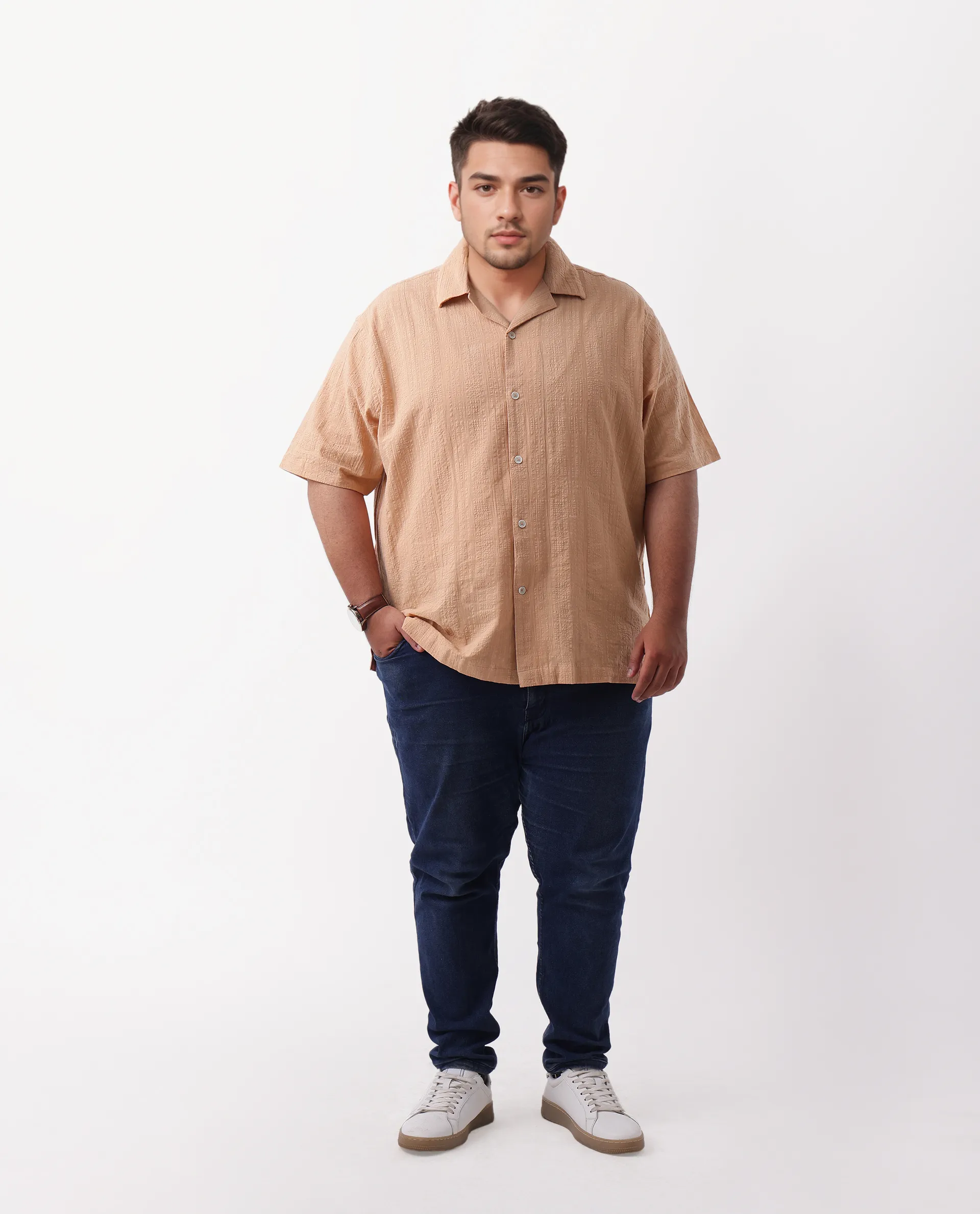Rare Rabbit Men's Cotton Checked Print Boxy Fit Half Sleeve Cuban Collar Shirt - Image 2