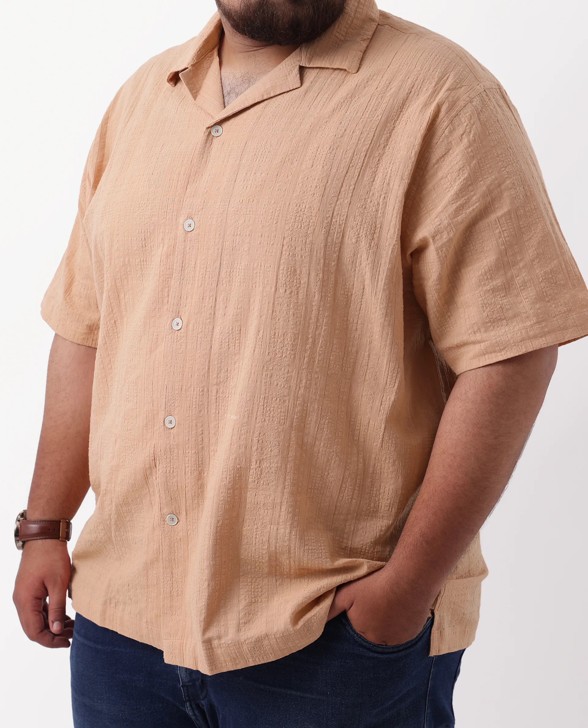 Rare Rabbit Men's Cotton Checked Print Boxy Fit Half Sleeve Cuban Collar Shirt - Image 3