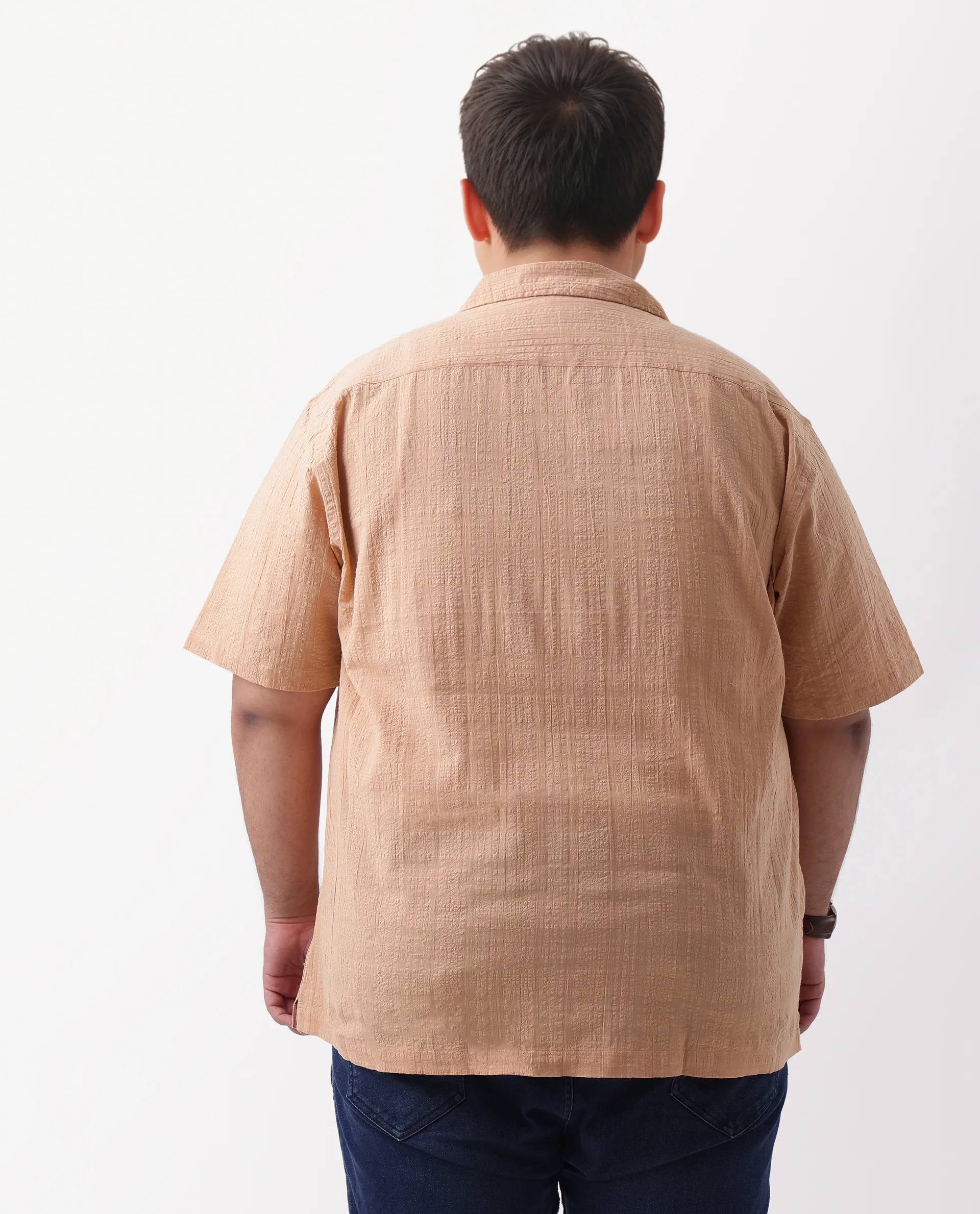 Rare Rabbit Men's Cotton Checked Print Boxy Fit Half Sleeve Cuban Collar Shirt - Image 8