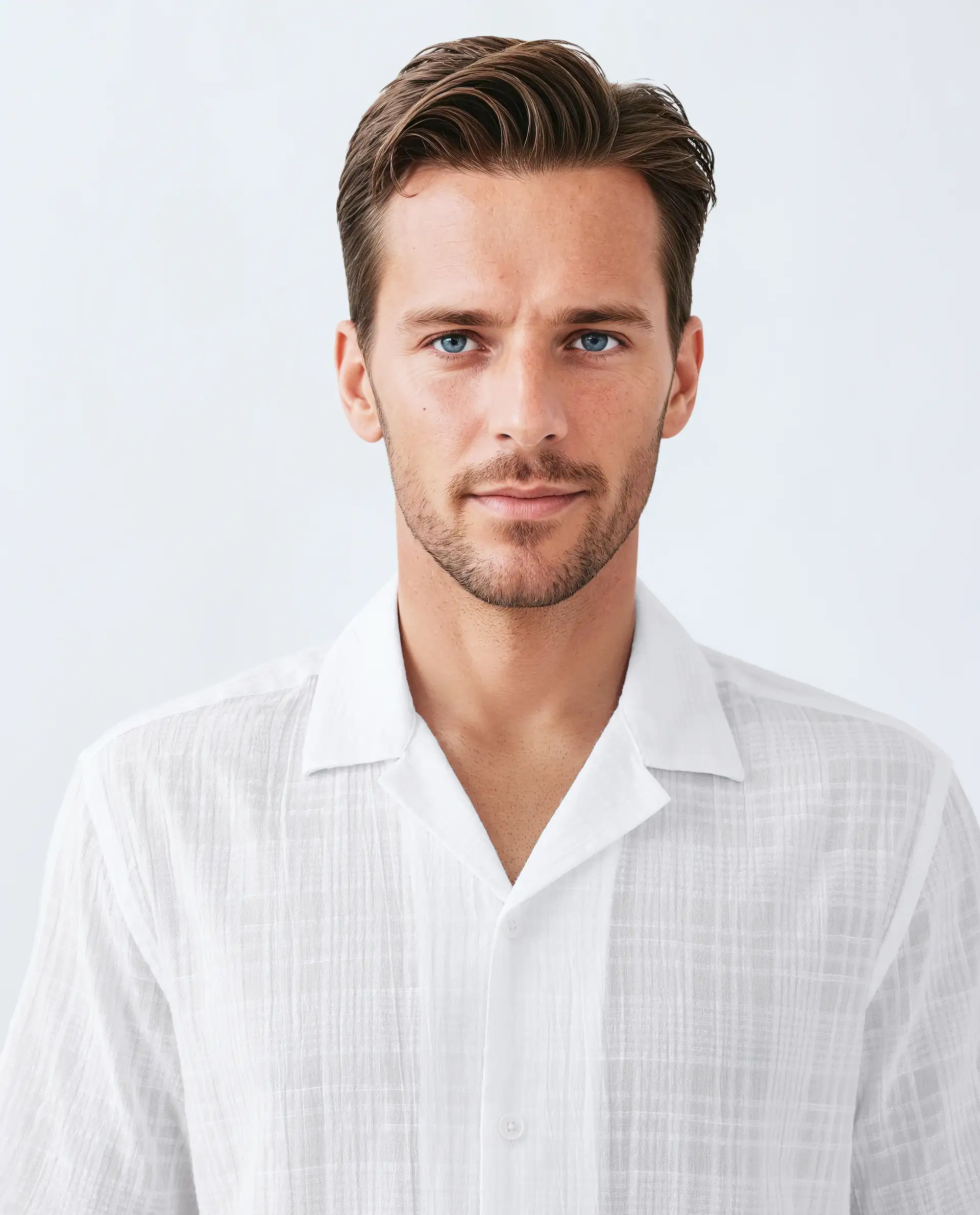 Rare Rabbit Men's Dara White Cotton Checked Print Boxy Fit Half Sleeve Cuban Collar Shirt - Image 7