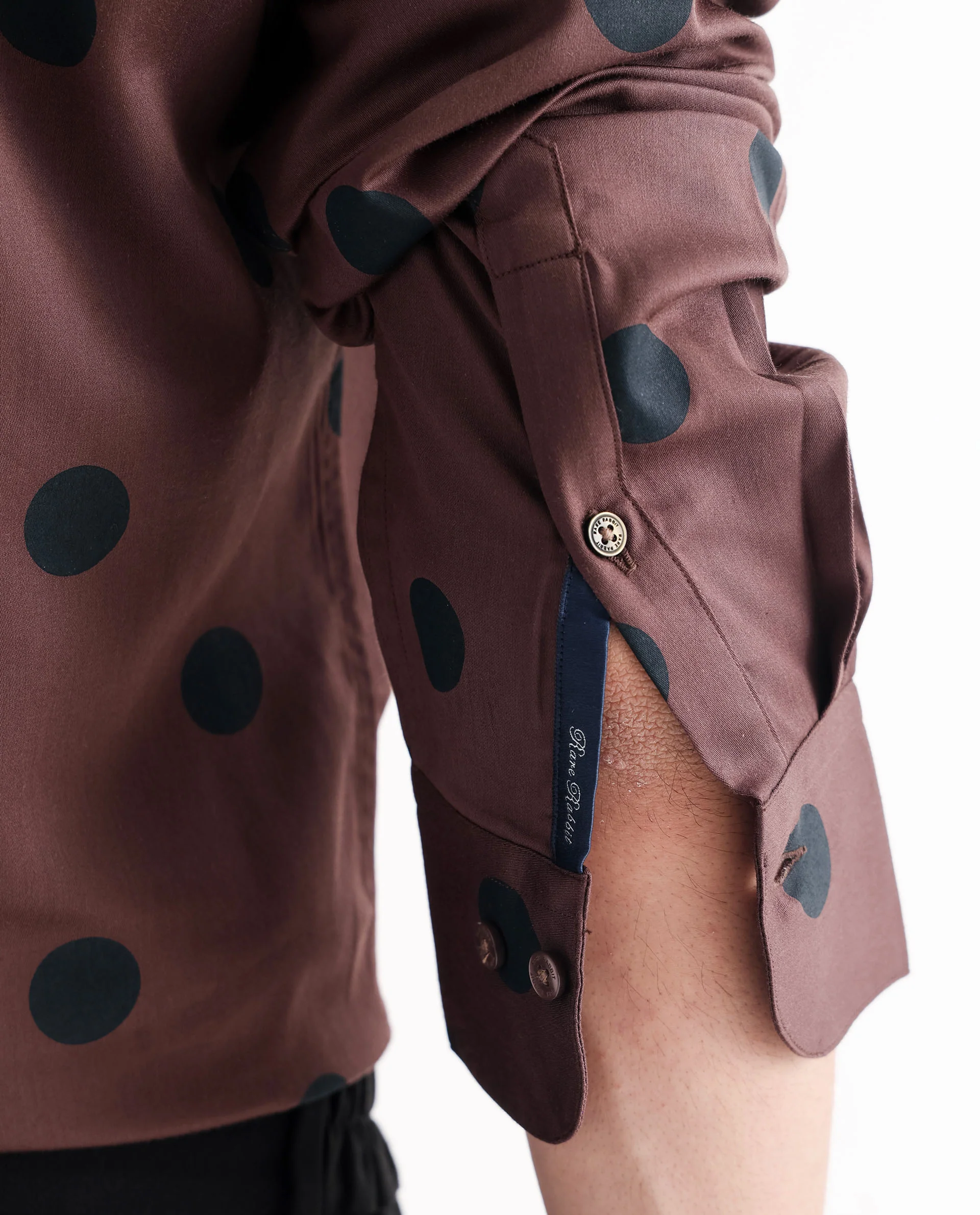 Rare Rabbit Men's Dare Brown Cotton Polka Print Regular Fit Full Sleeve Spread Collar Shirt - Image 4