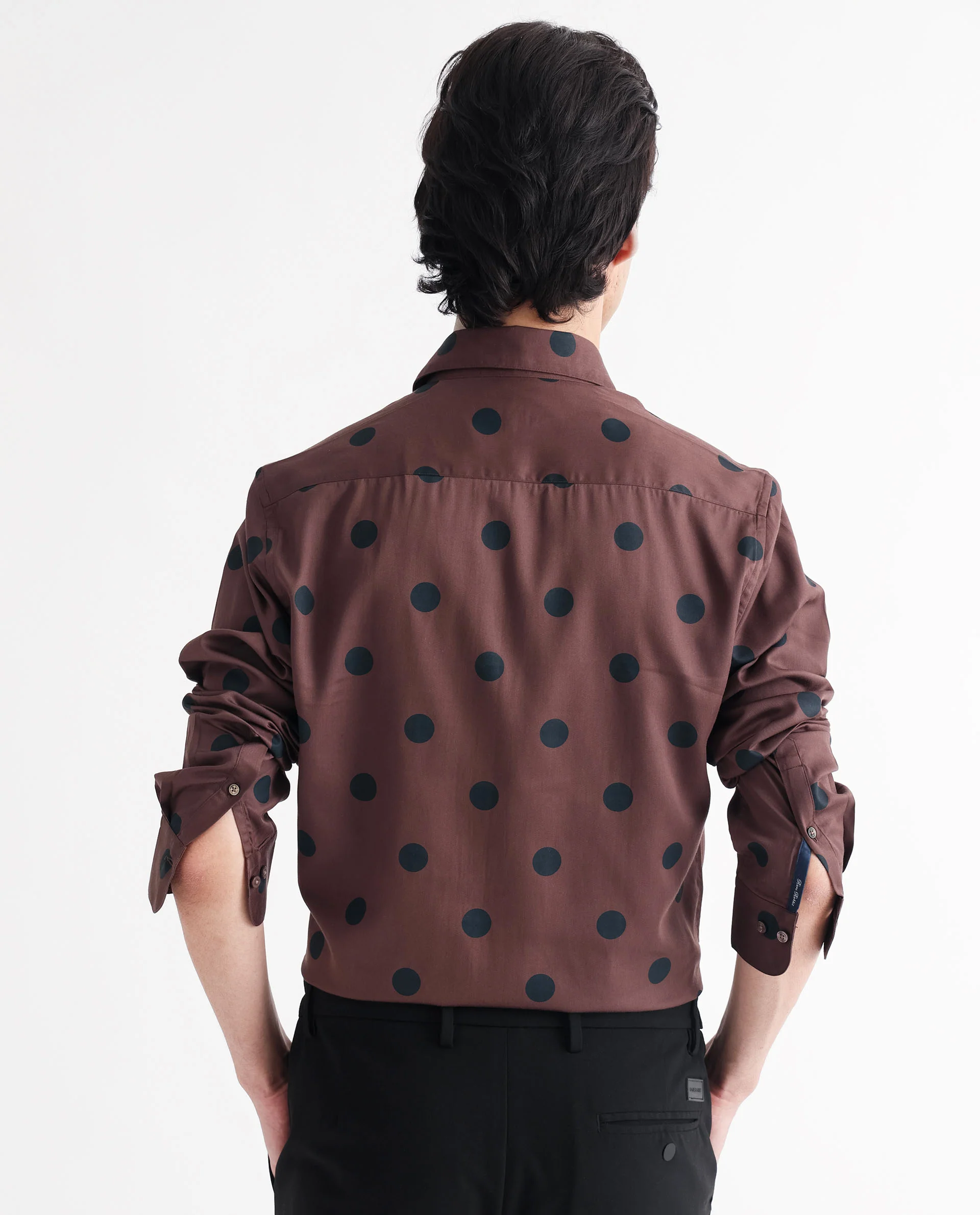 Rare Rabbit Men's Dare Brown Cotton Polka Print Regular Fit Full Sleeve Spread Collar Shirt - Image 9