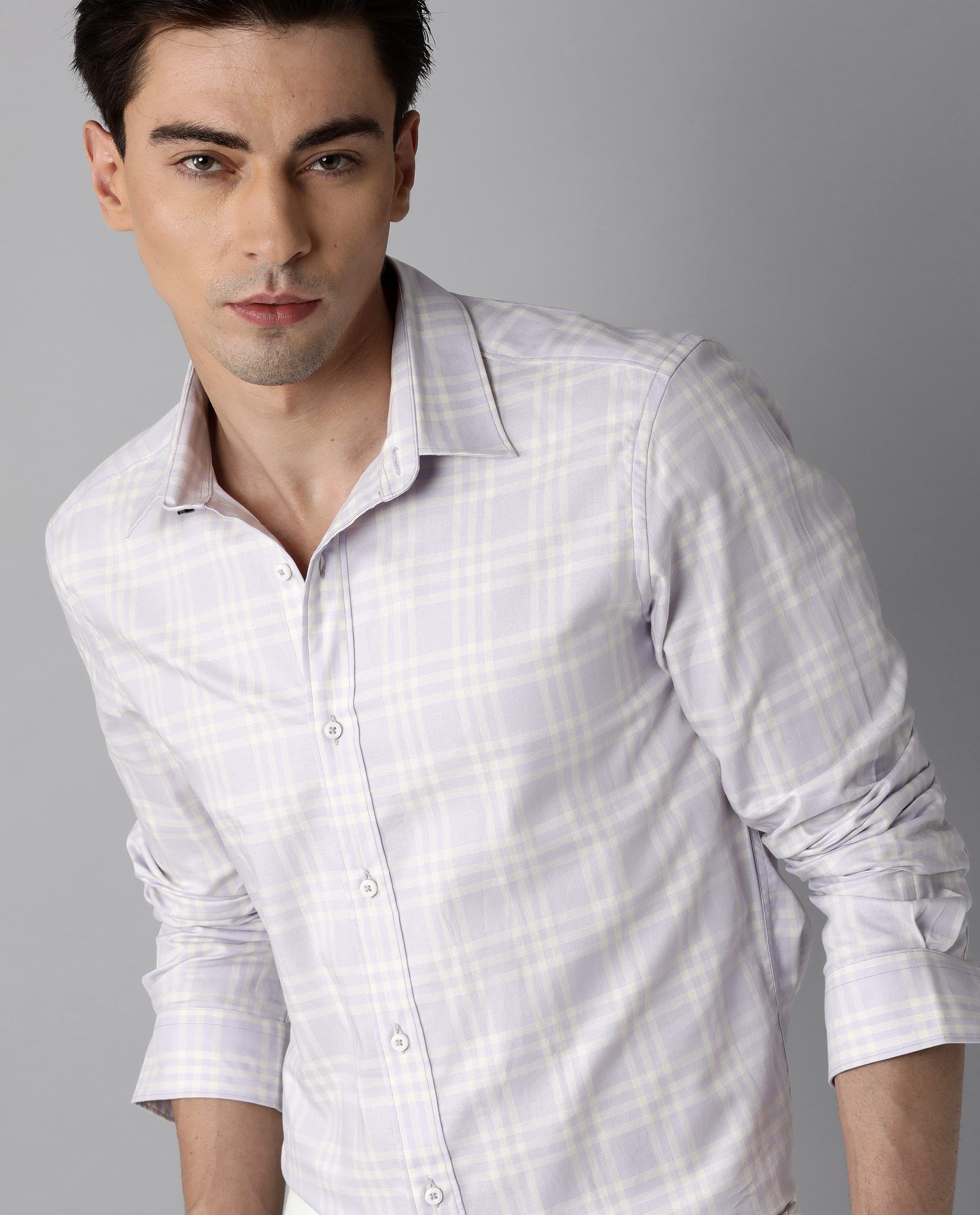 Rare Rabbit Men's Daren Purple Cotton Checked Print Regular Fit Full Sleeve Spread Collar Shirt - Image 7