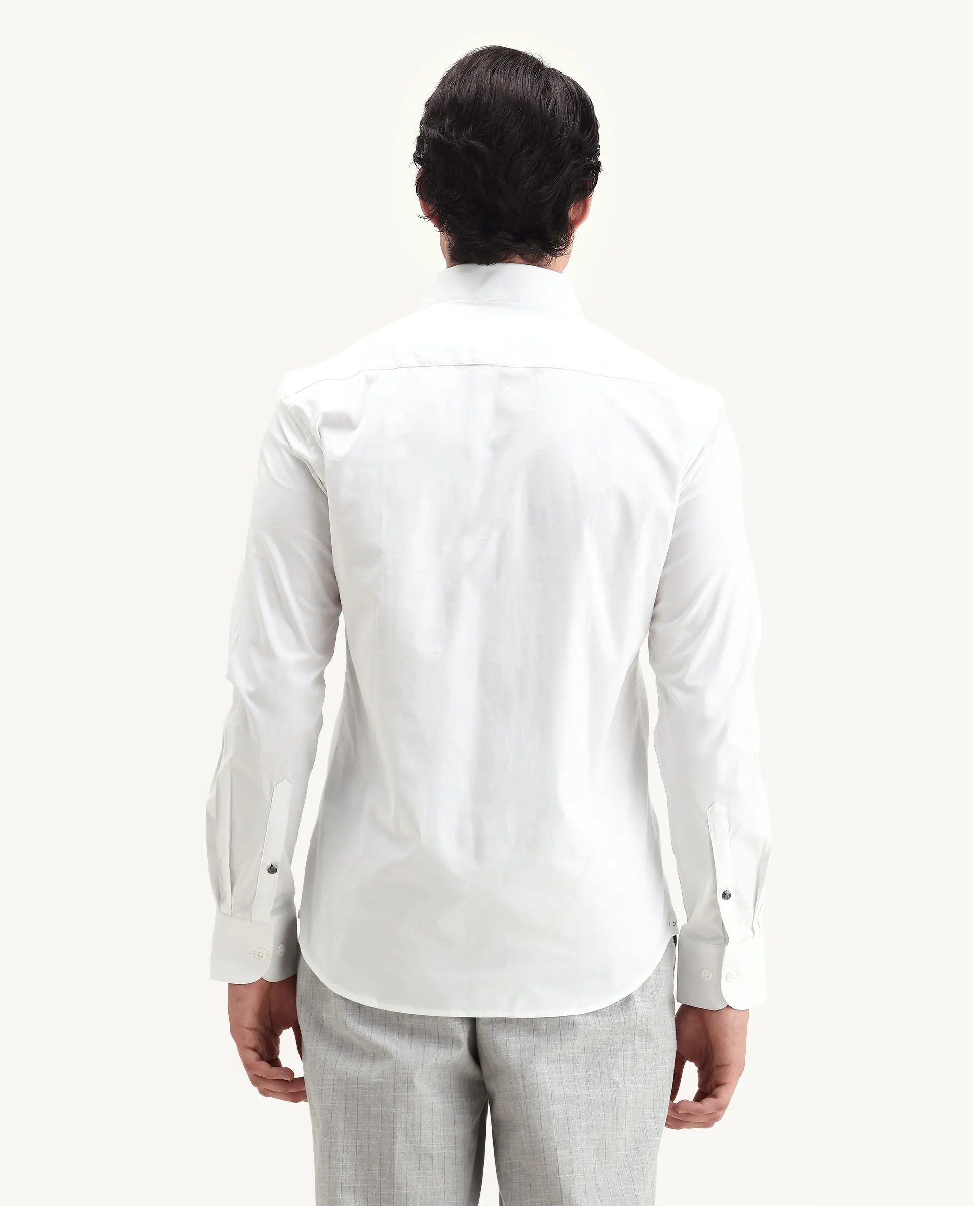 Rare Rabbit Men's Dario White Cotton Plain Regular Fit Full Sleeve Collared Shirt - Image 7