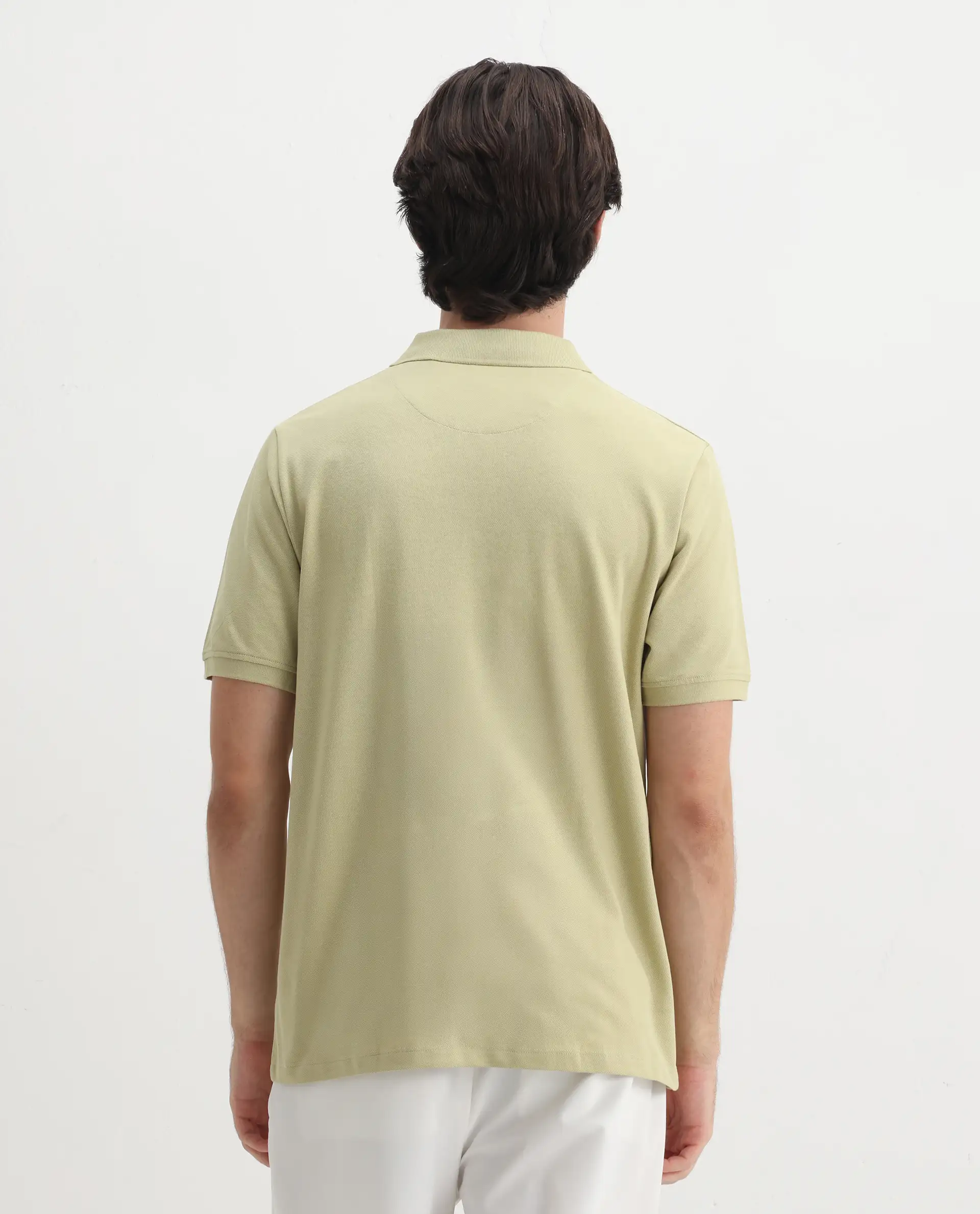 Rare Rabbit Men's Dariol Light Green Cotton Embroidered Regular Fit Half Sleeve Polo - Image 8