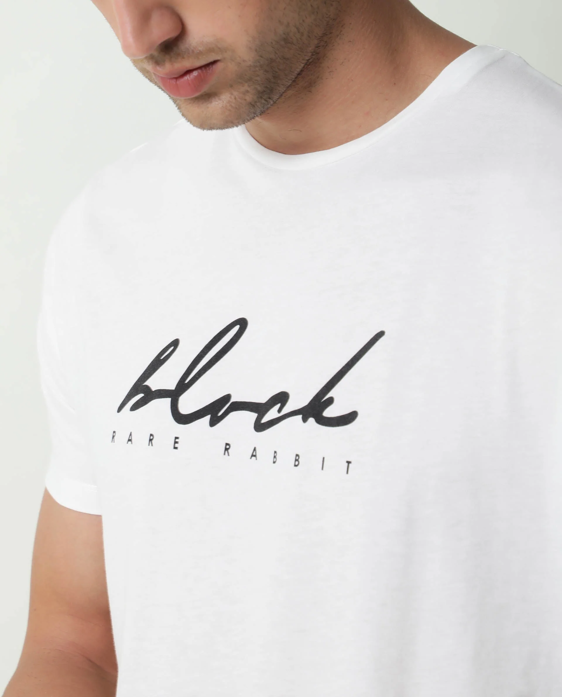 Rare Rabbit Men's Dark Offwhite Cotton Printed Slim Fit Half Sleeve Crew Neck T-Shirt - Image 9