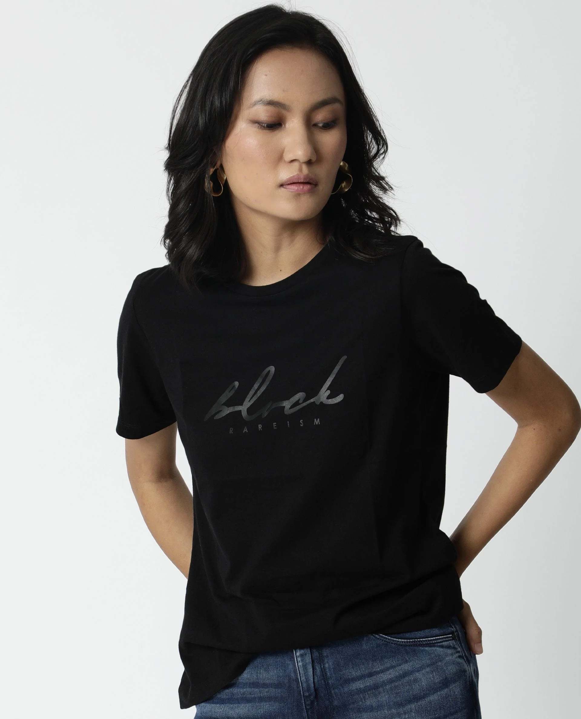 Rareism Women Darker Black T-Shirt Short Sleeves - Image 5