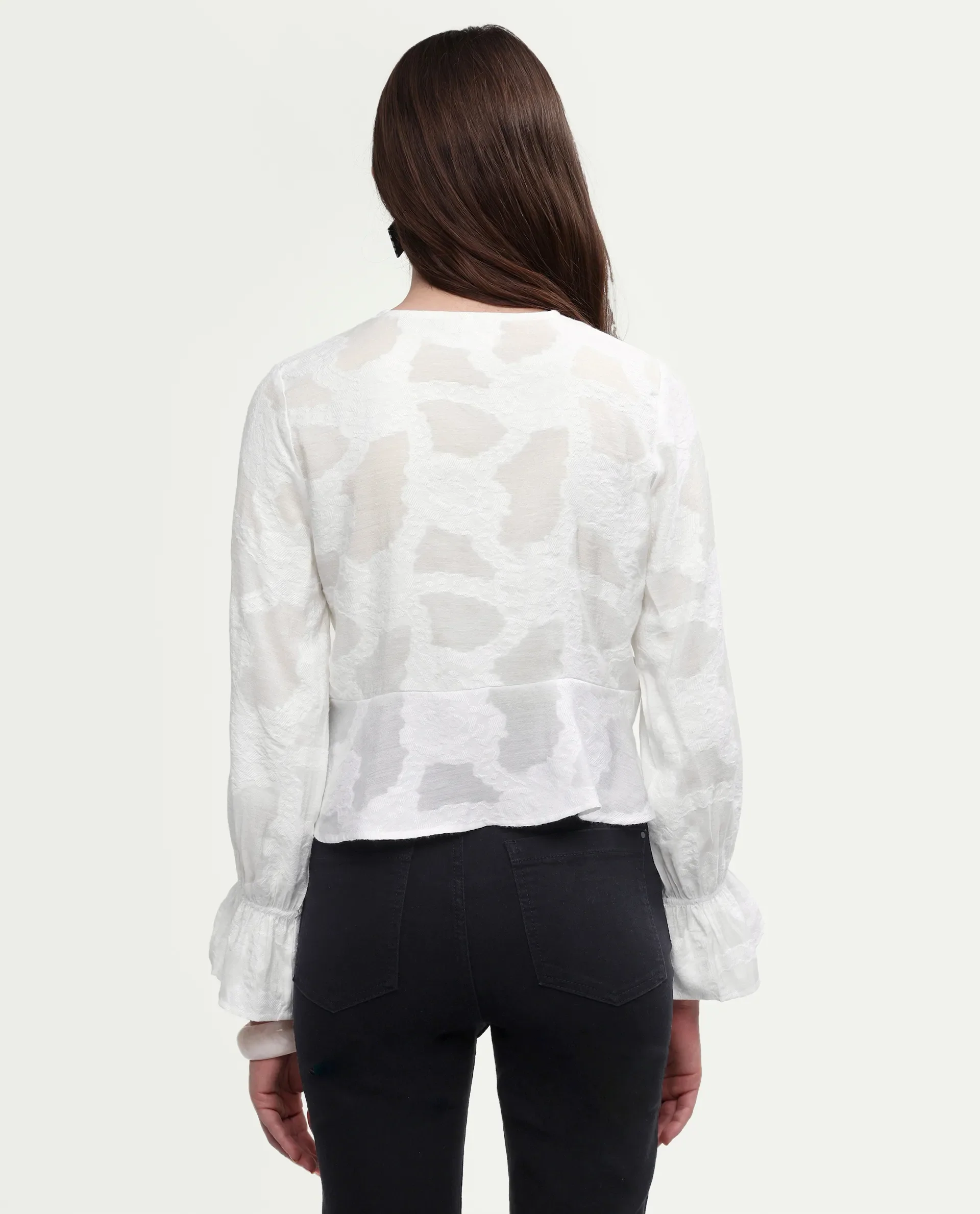 Rareism Women's Daro Offwhite Viscose Blend Tie-Up Regular Plain Top - Image 7