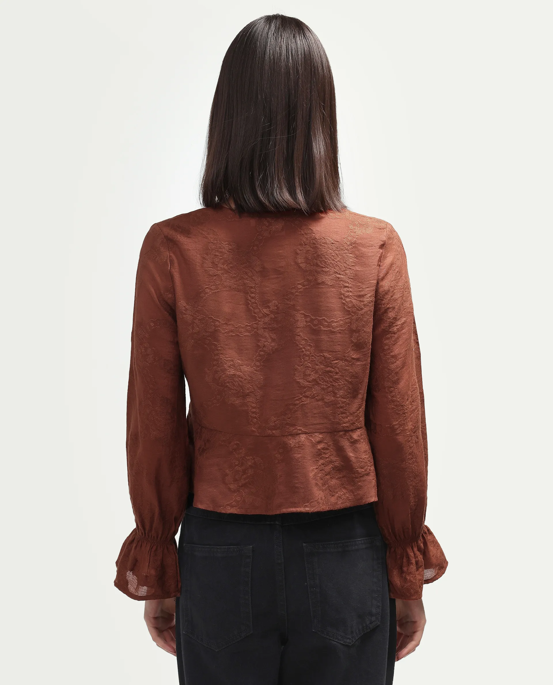 Rareism Women's Daro Rust Viscose Blend Tie-Up Regular Plain Top - Image 7