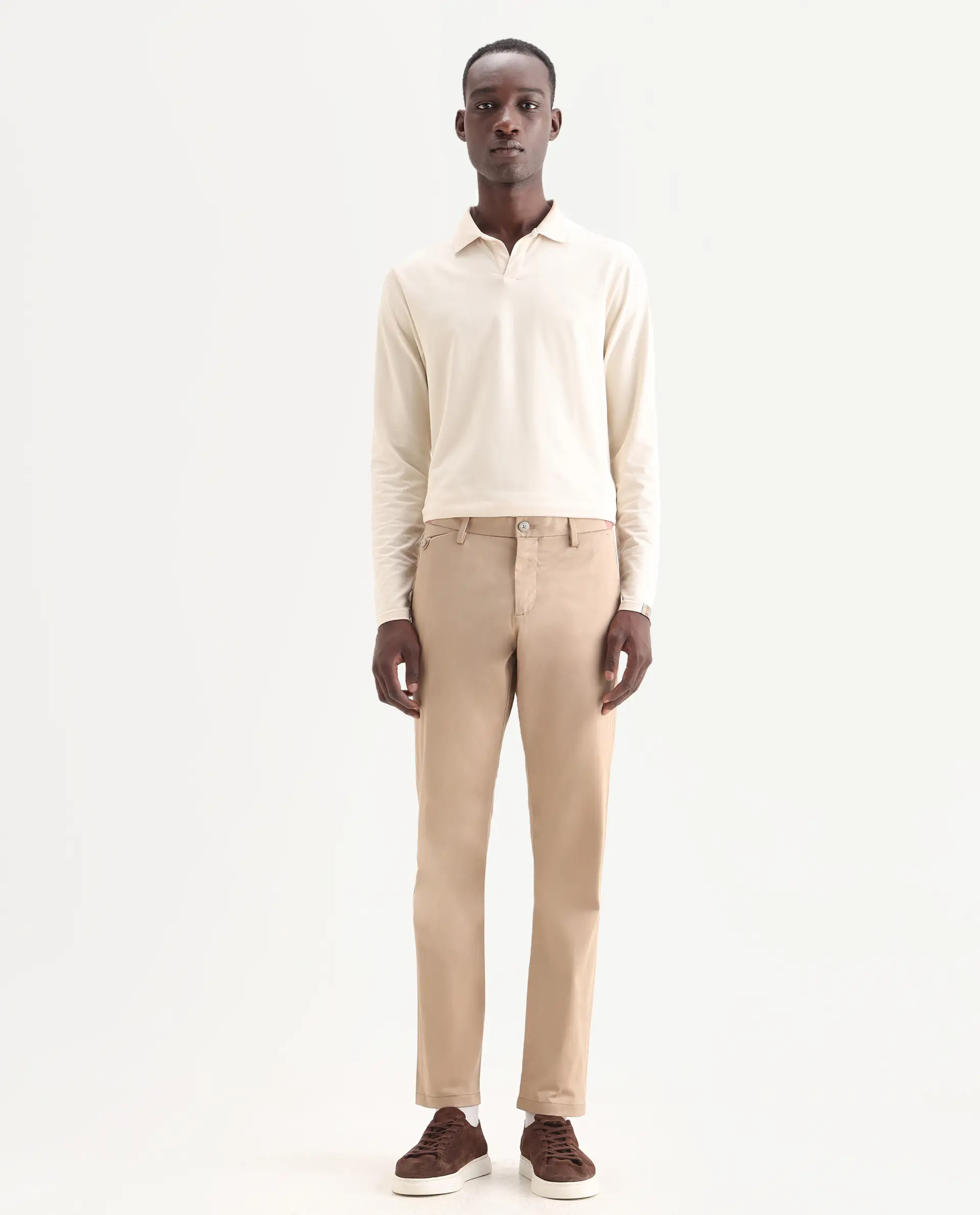 Rare Rabbit Men's Daron Beige Cotton Plain Regular Fit Trouser - Image 4