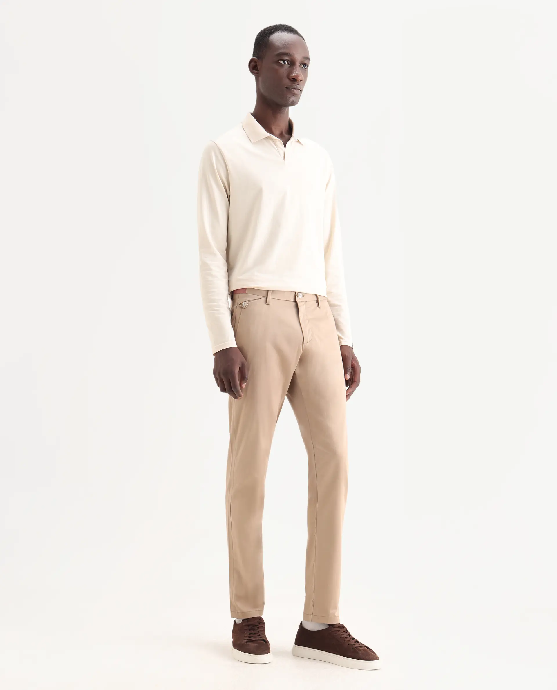 Rare Rabbit Men's Daron Beige Cotton Plain Regular Fit Trouser - Image 7